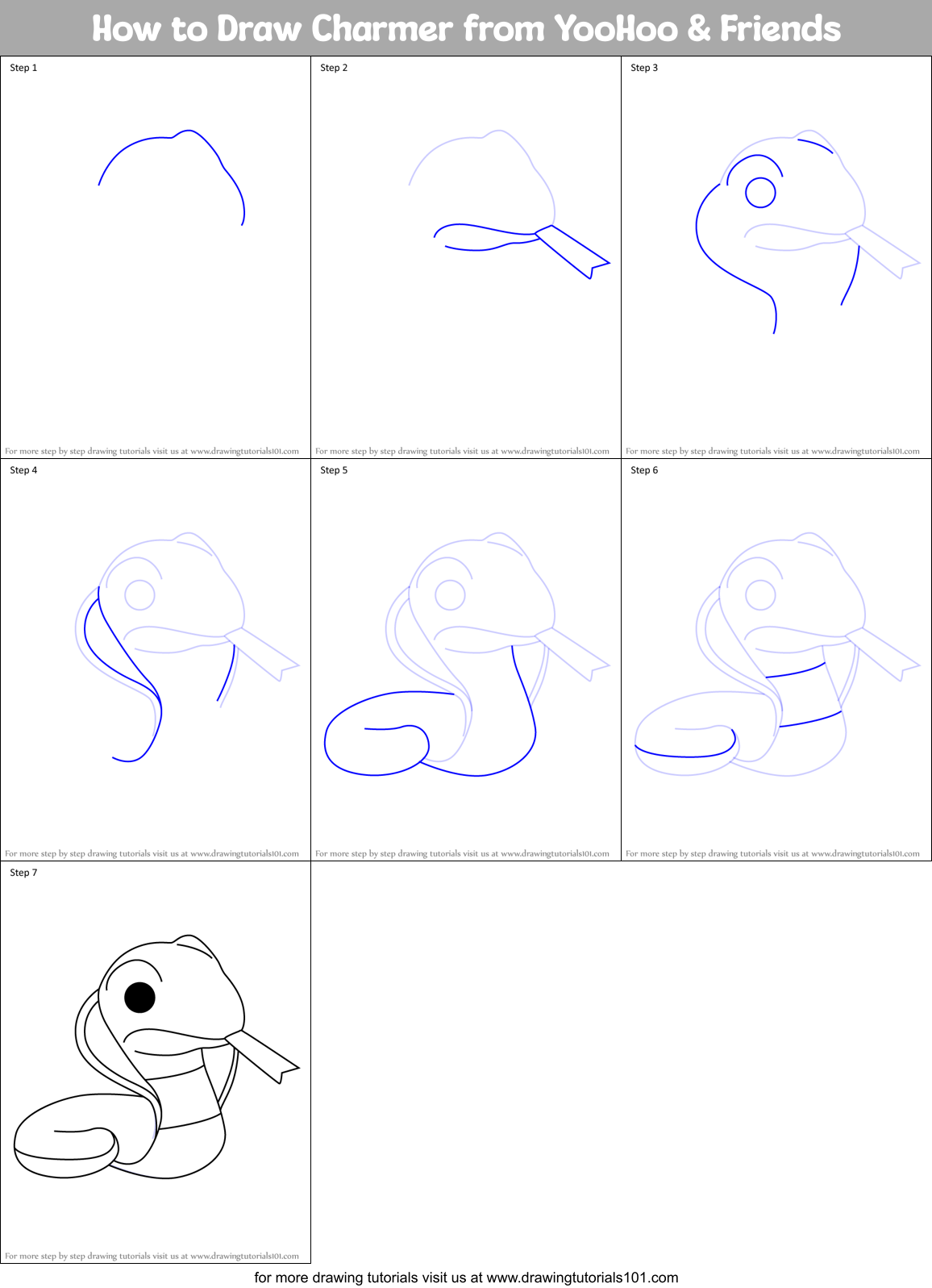 How to Draw Charmer from YooHoo & Friends Printable Step by Step