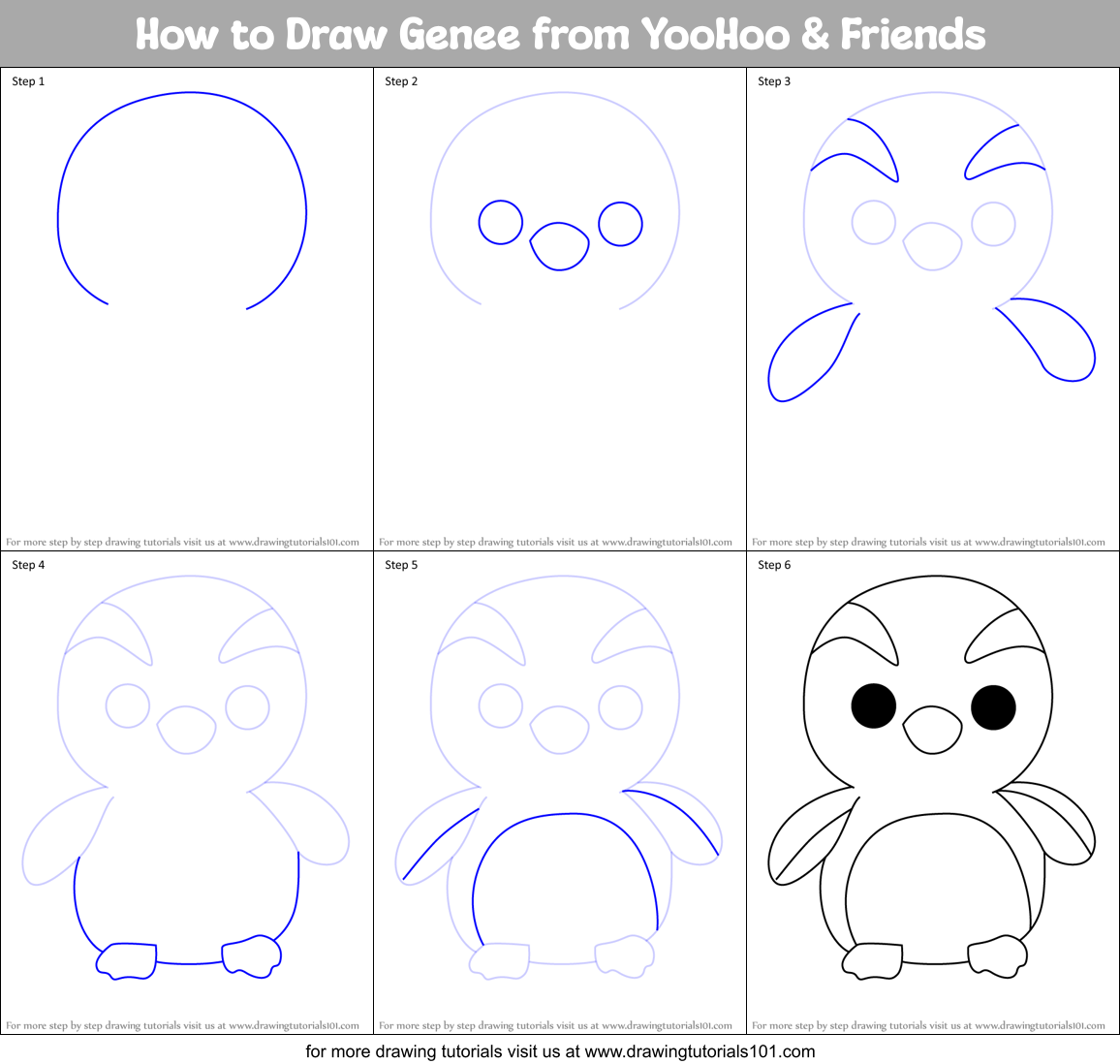 How to Draw Genee from YooHoo & Friends Printable Step by Step