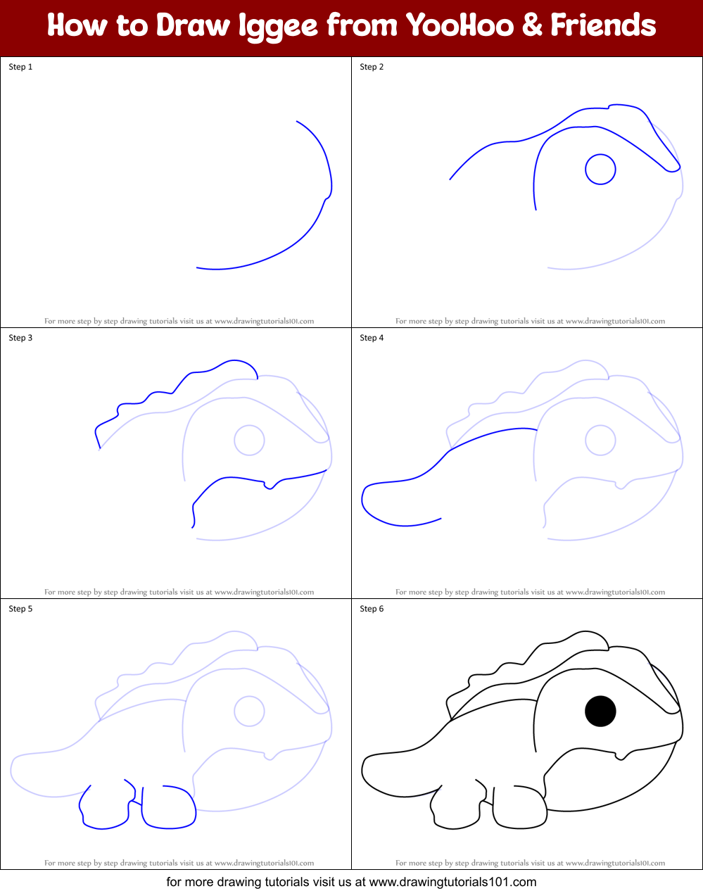 How to Draw Iggee from YooHoo & Friends Printable Step by Step