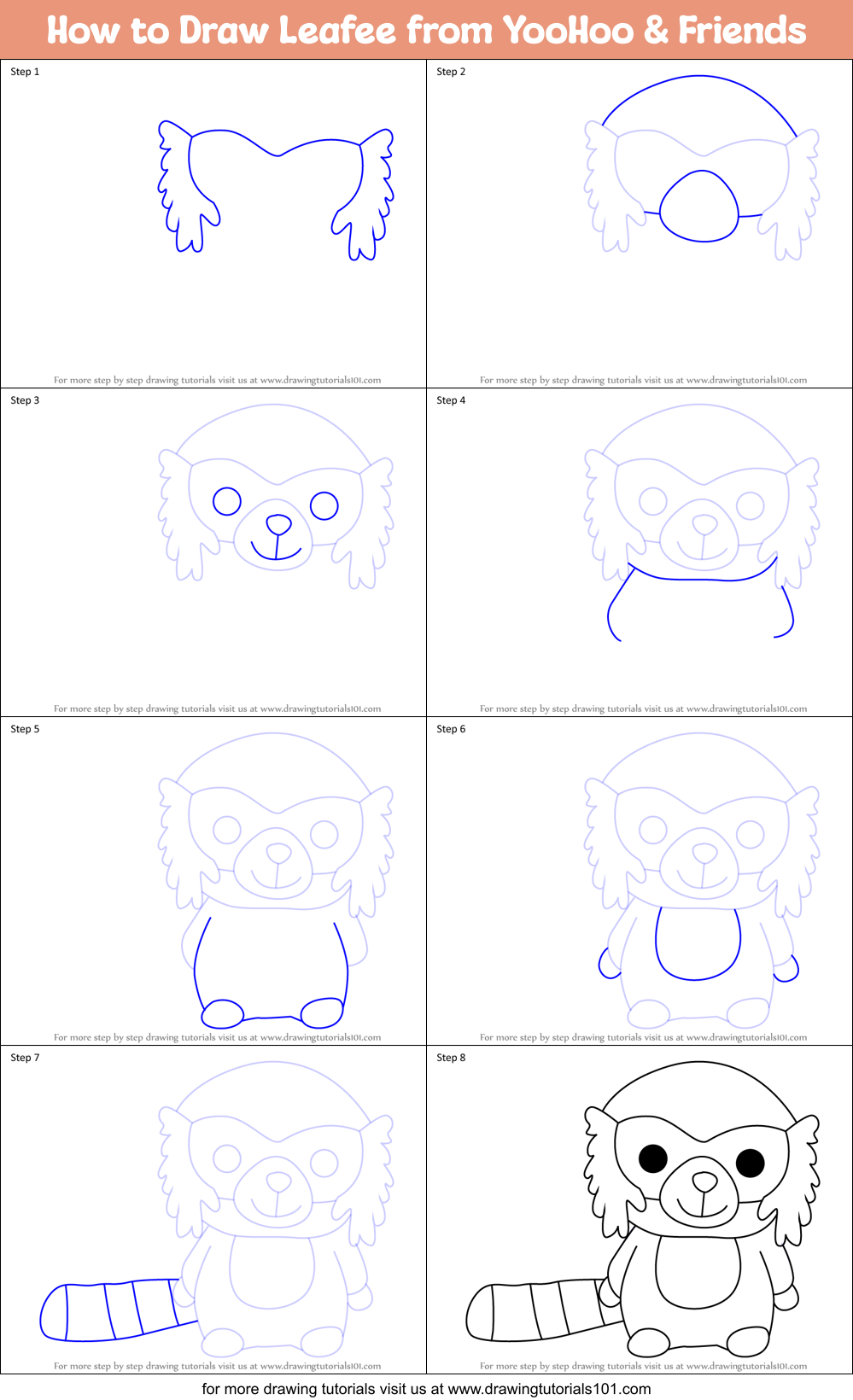 How to Draw Leafee from YooHoo & Friends Printable Step by Step