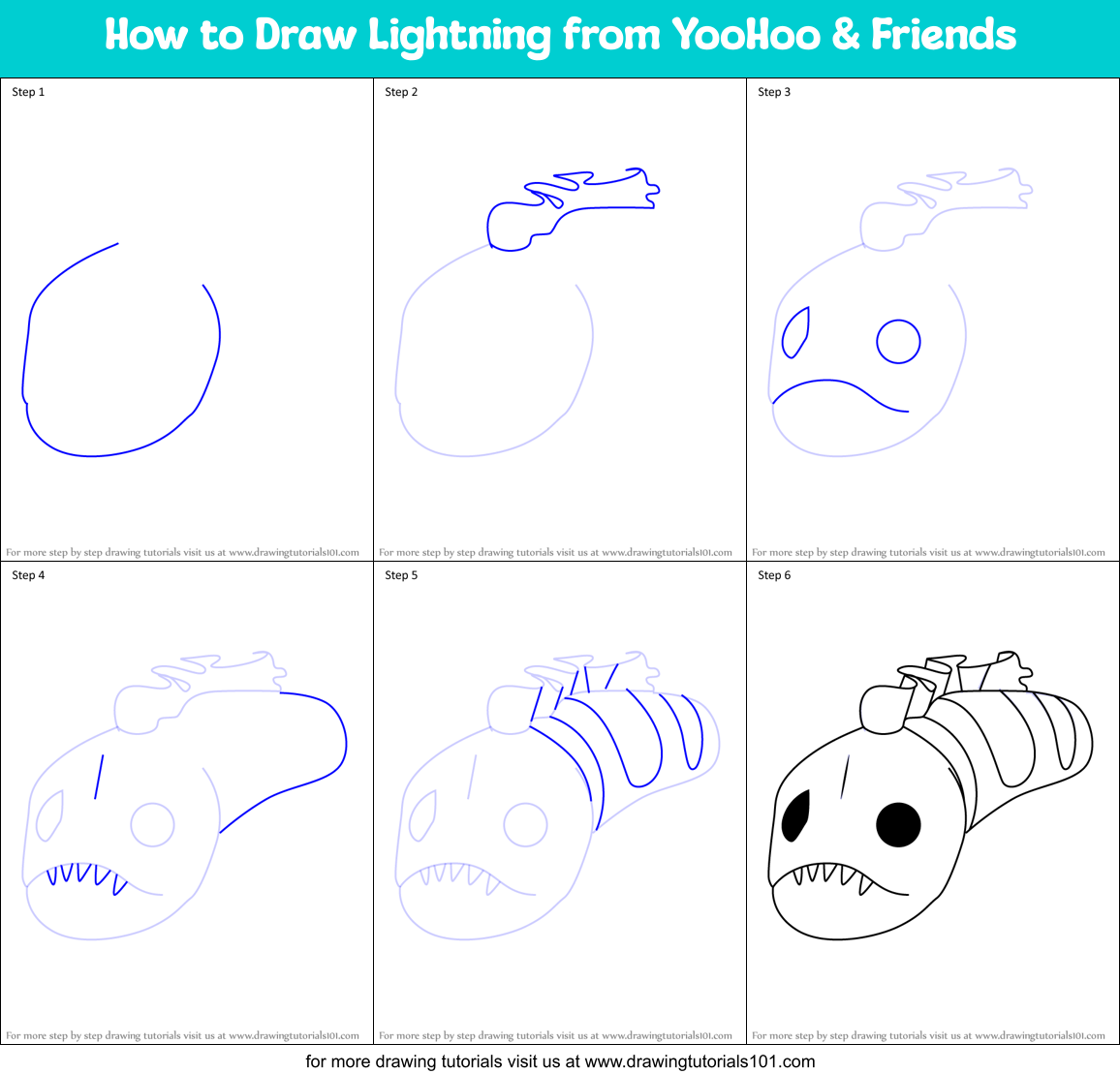 How to Draw Lightning from YooHoo & Friends Printable Step by Step