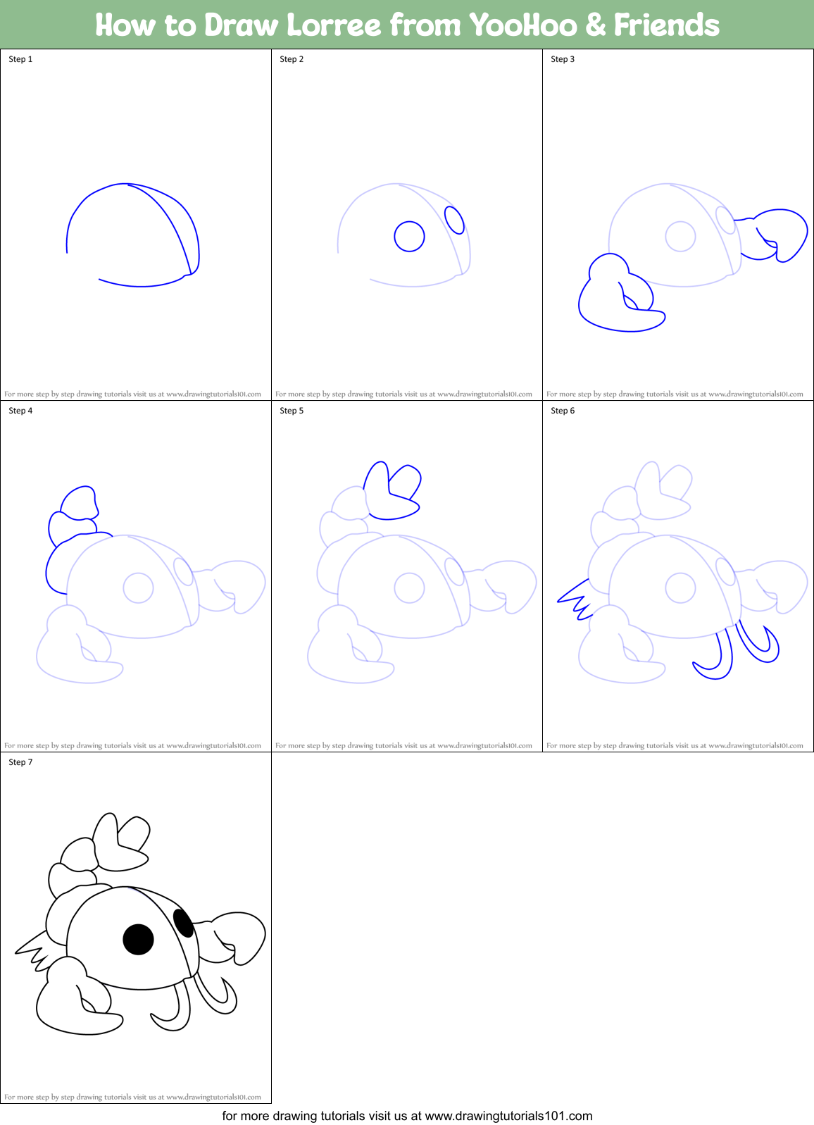 How to Draw Lorree from YooHoo & Friends Printable Step by Step