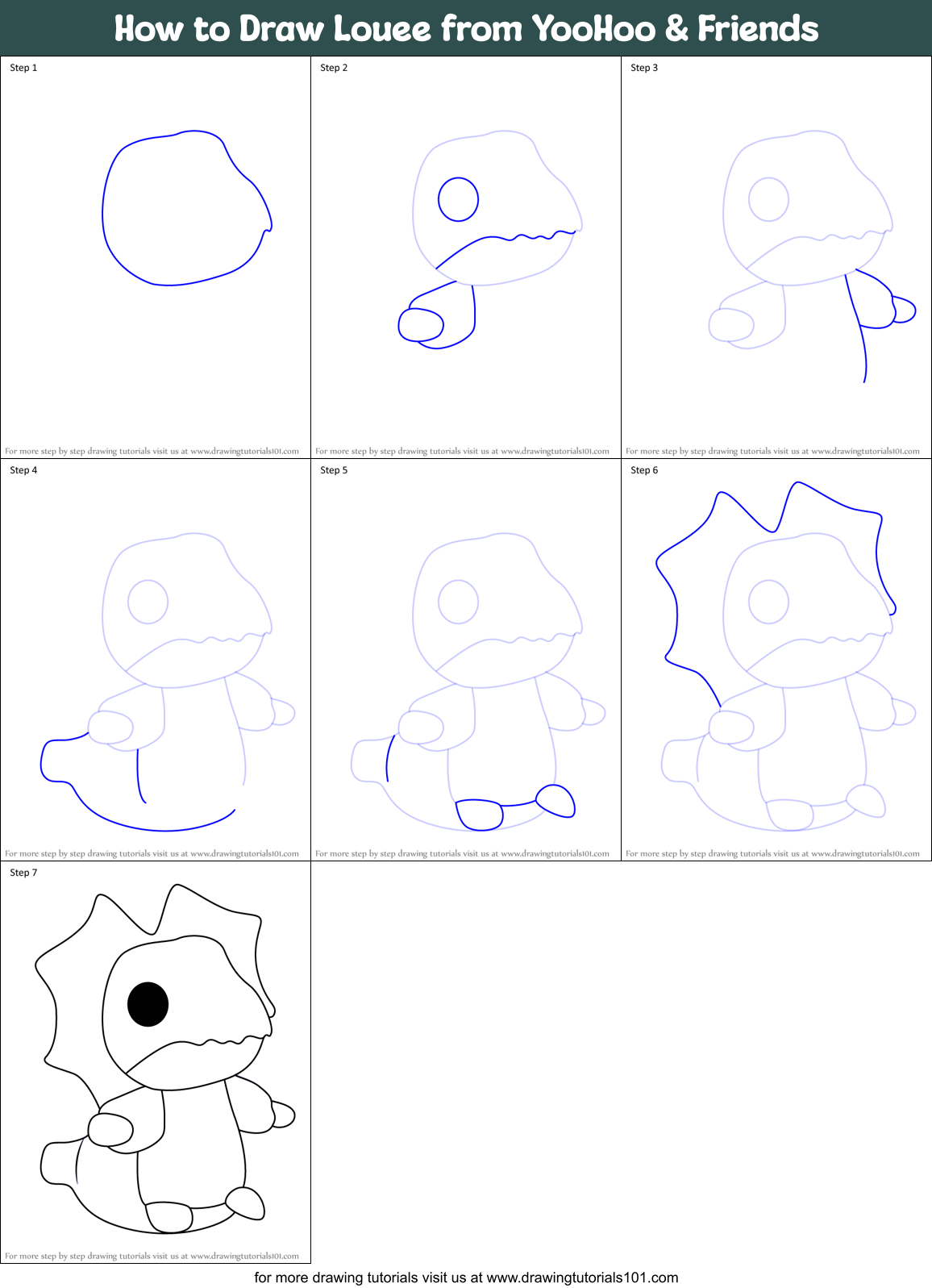 How to Draw Louee from YooHoo & Friends Printable Step by Step