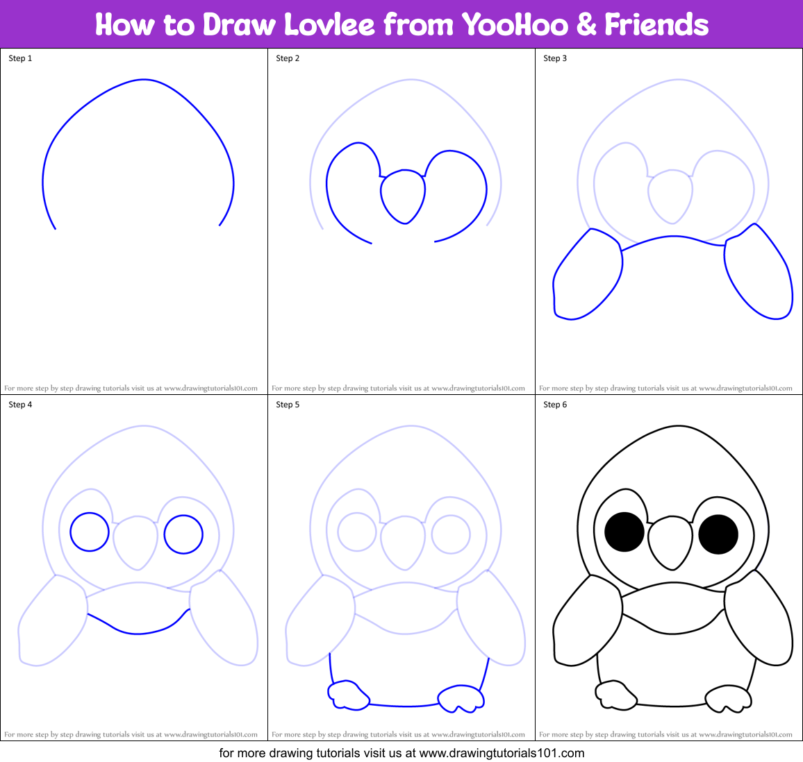 How to Draw Lovlee from YooHoo & Friends Printable Step by Step