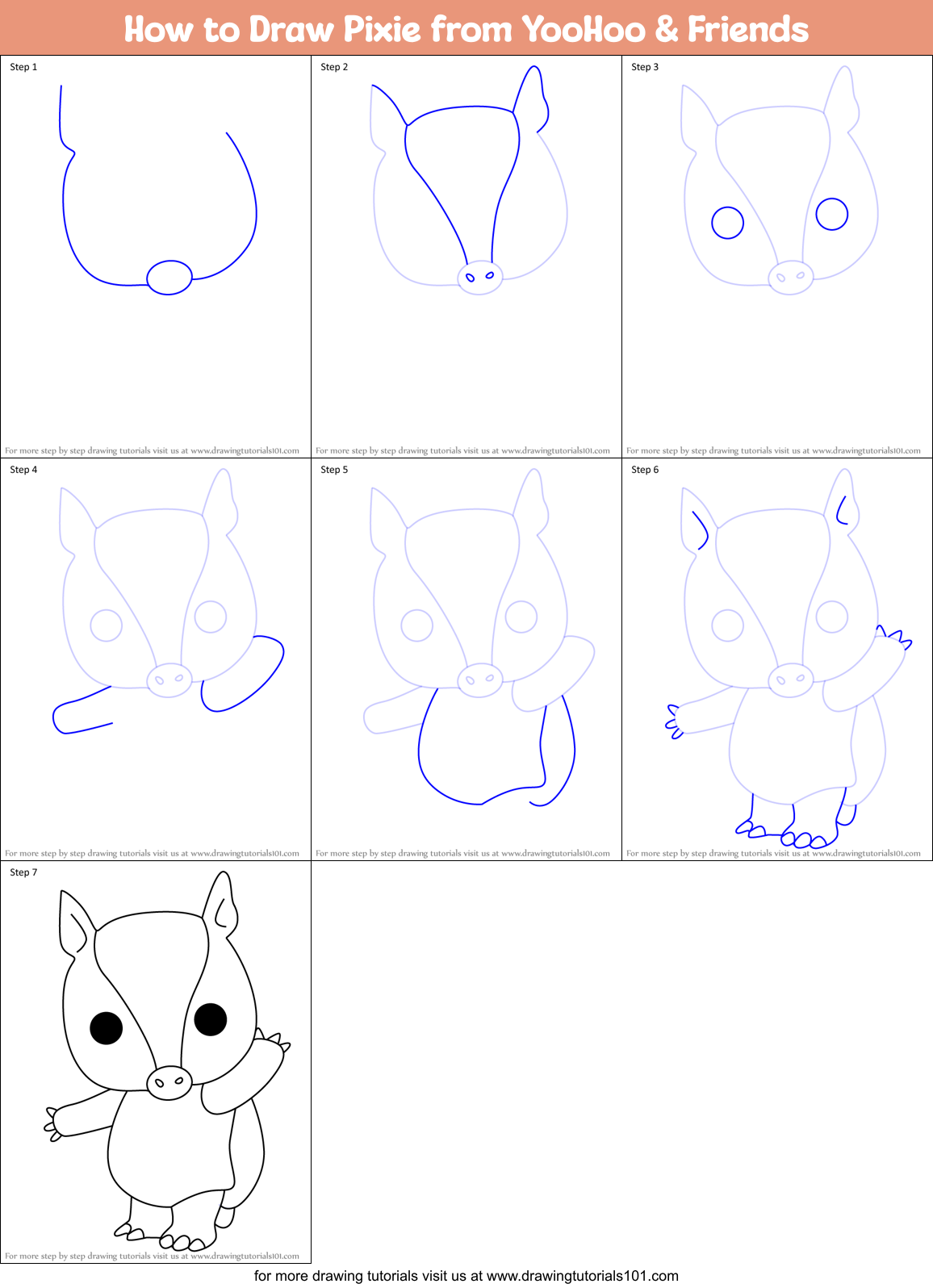 How to Draw Pixie from YooHoo & Friends (YooHoo & Friends) Step by Step ...