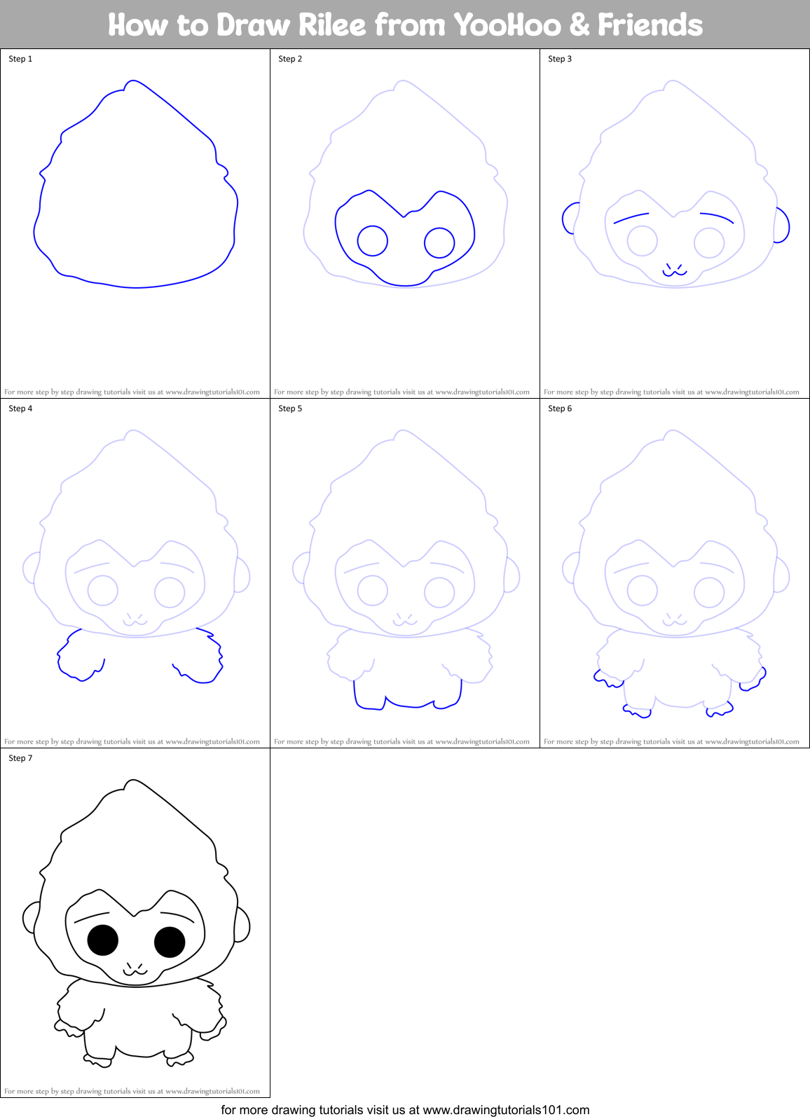 How to Draw Rilee from YooHoo & Friends Printable Step by Step