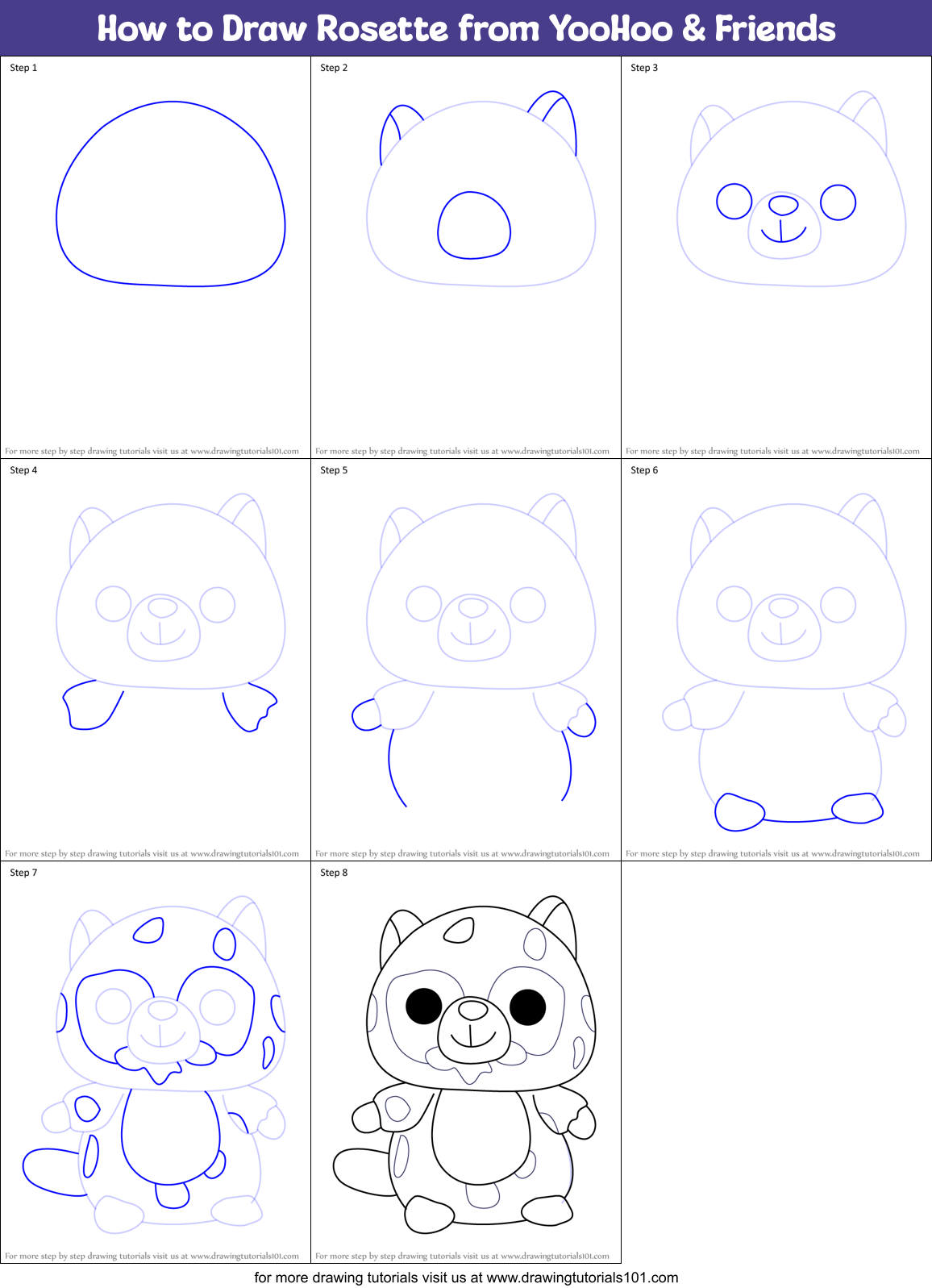 How to Draw Rosette from YooHoo & Friends Printable Step by Step