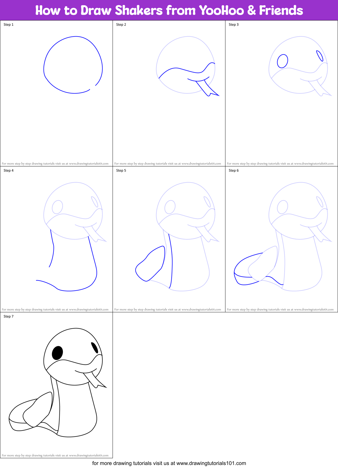 How to Draw Shakers from YooHoo & Friends Printable Step by Step