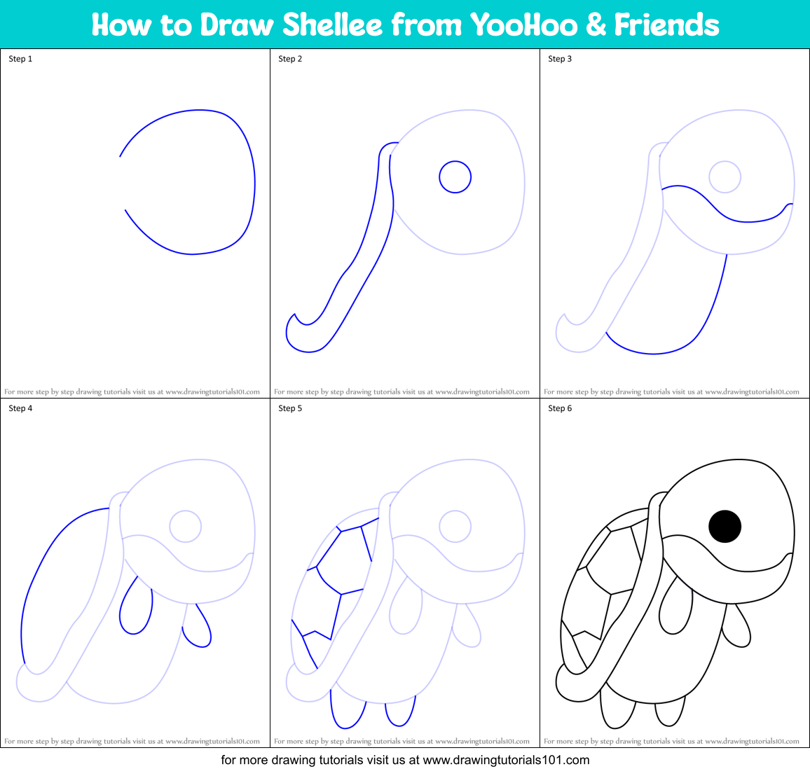 How to Draw Shellee from YooHoo & Friends Printable Step by Step