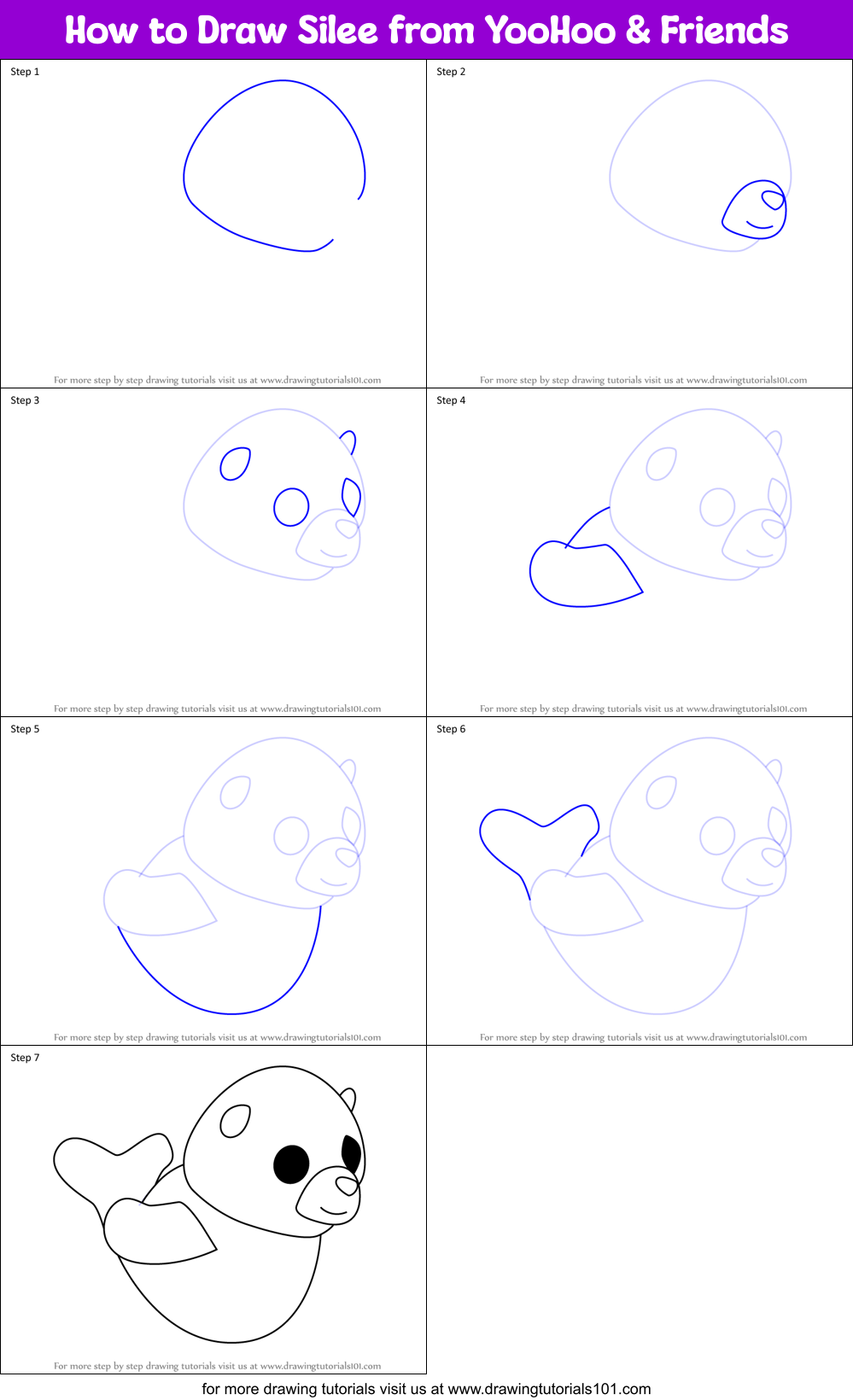 How to Draw Silee from YooHoo & Friends Printable Step by Step