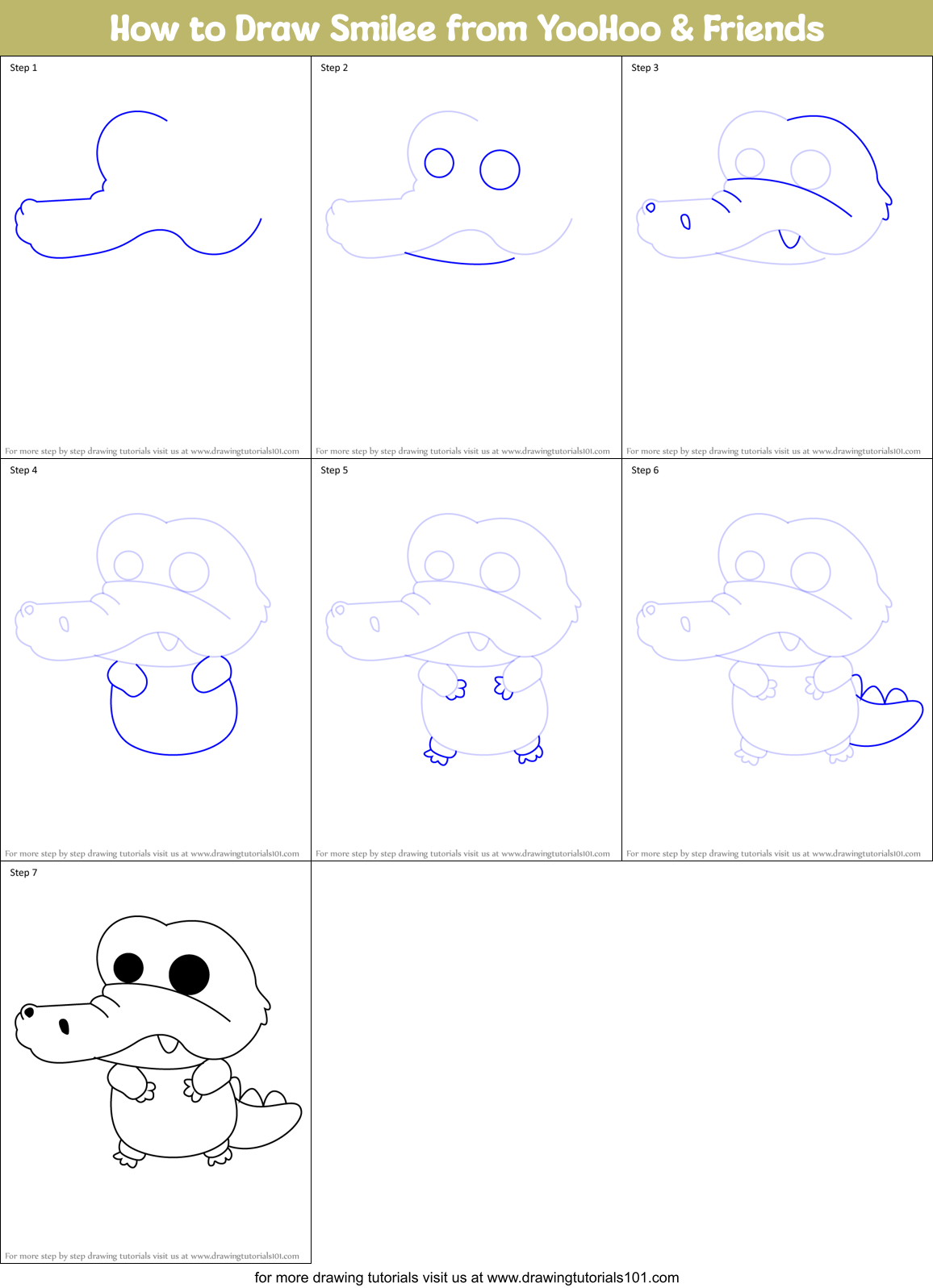 How to Draw Smilee from YooHoo & Friends Printable Step by Step