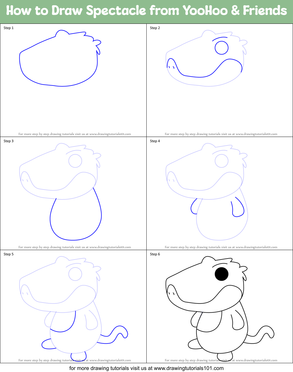 How to Draw Spectacle from YooHoo & Friends Printable Step by Step