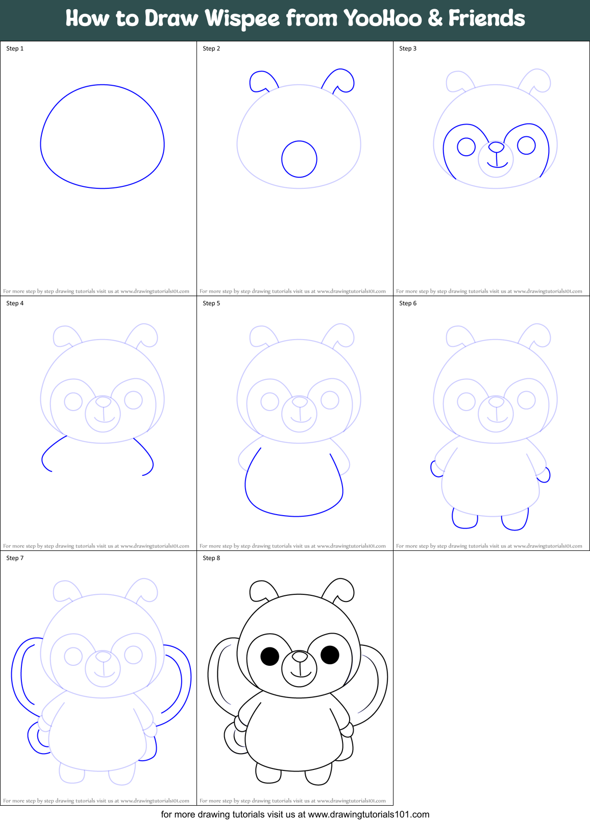 How to Draw Wispee from YooHoo & Friends Printable Step by Step