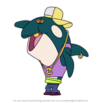 How to Draw Cyan Killer Whale's Brother from Zig & Sharko