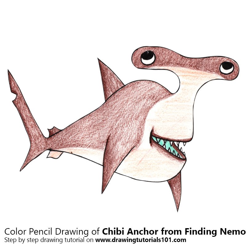 How to Draw Chibi Anchor from Finding Nemo by Color Pencils