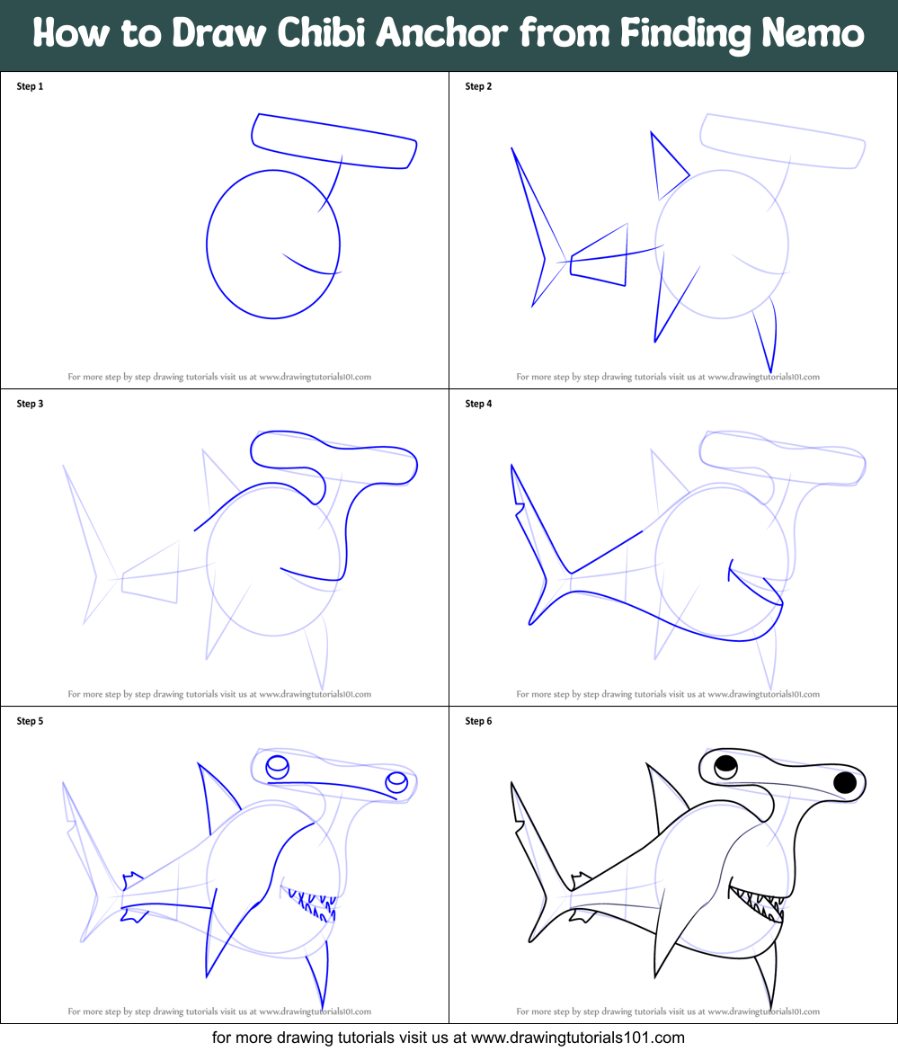How to Draw Chibi Anchor from Finding Nemo Printable Step by Step