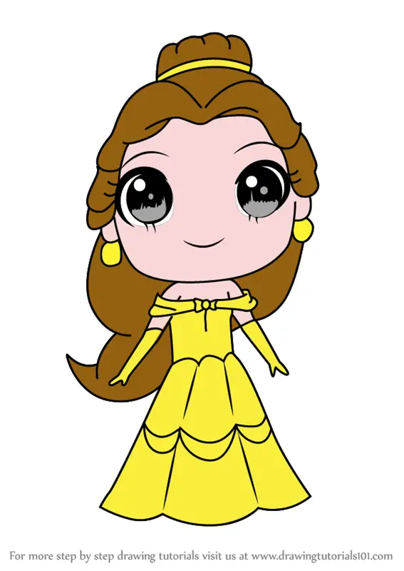 Learn How to Draw Chibi Belle from Beauty and the Beast (Chibi Characters)  Step by Step : Drawing Tutorials