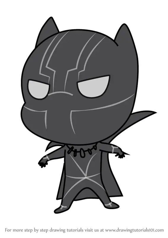 Learn How to Draw Chibi Black Panther (Chibi Characters) Step by Step :  Drawing Tutorials
