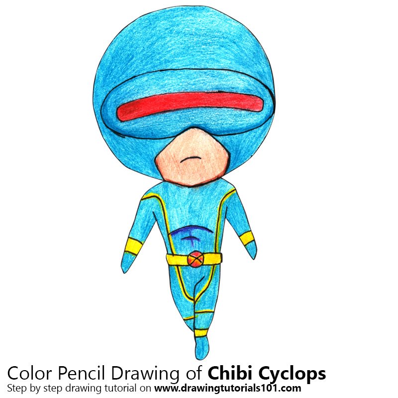 How to Draw Chibi Cyclops by Color Pencils