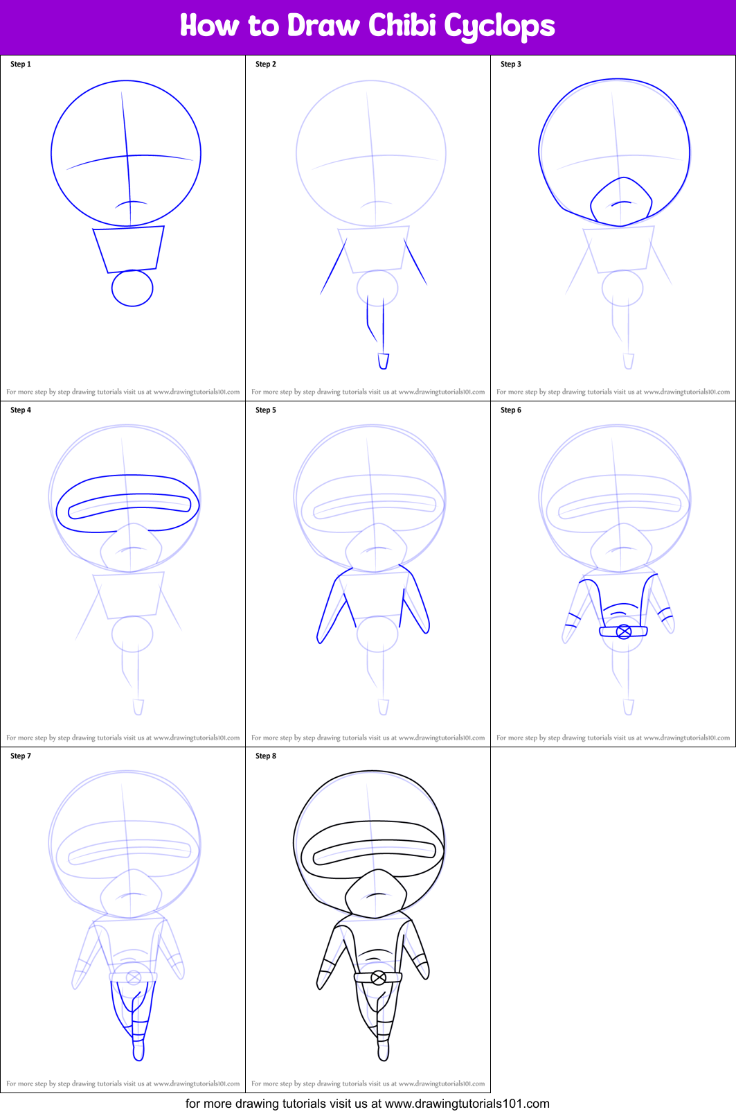 How to Draw Chibi Cyclops Printable Step by Step