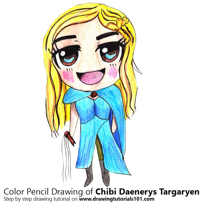 How to Draw Chibi Daenerys Targaryen by Color Pencils