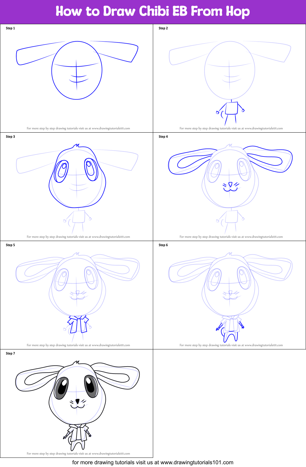 How to Draw Chibi EB From Hop Printable Step by Step