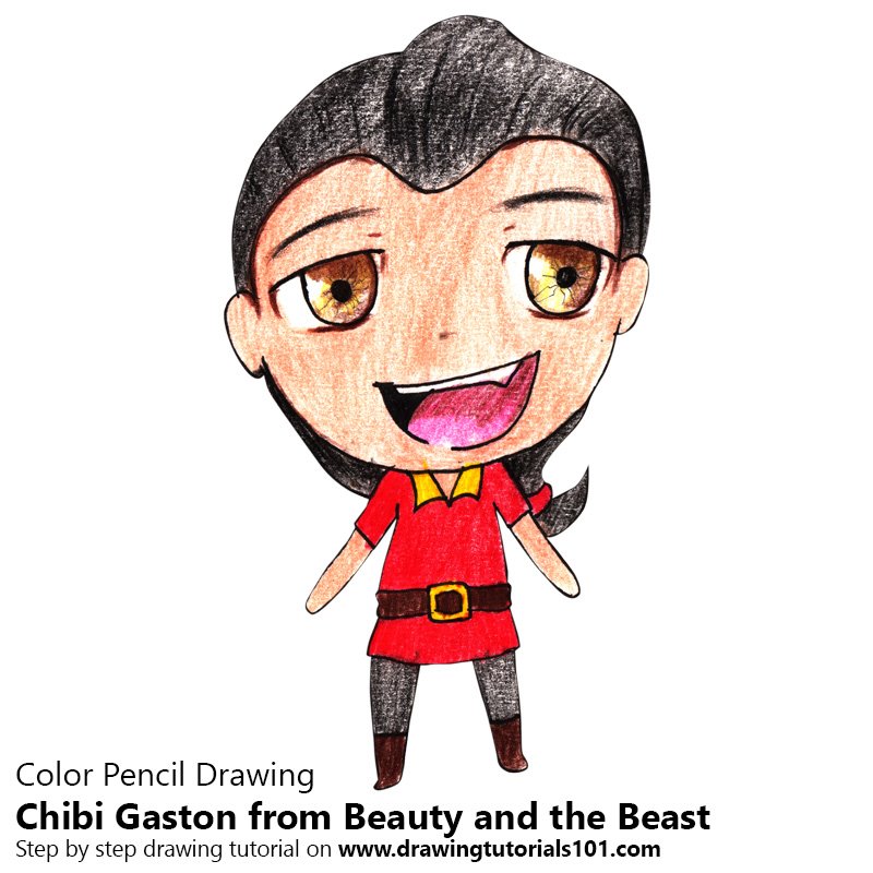 How to Draw Chibi Gaston from Beauty and the Beast by Color Pencils