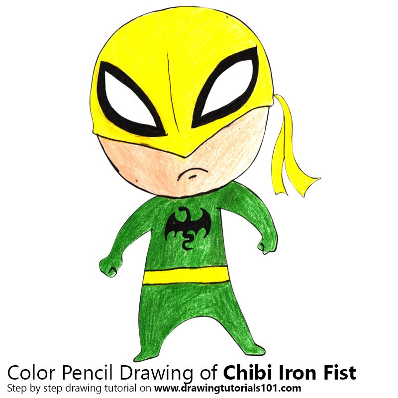 How to Draw Chibi Iron Fist by Color Pencils