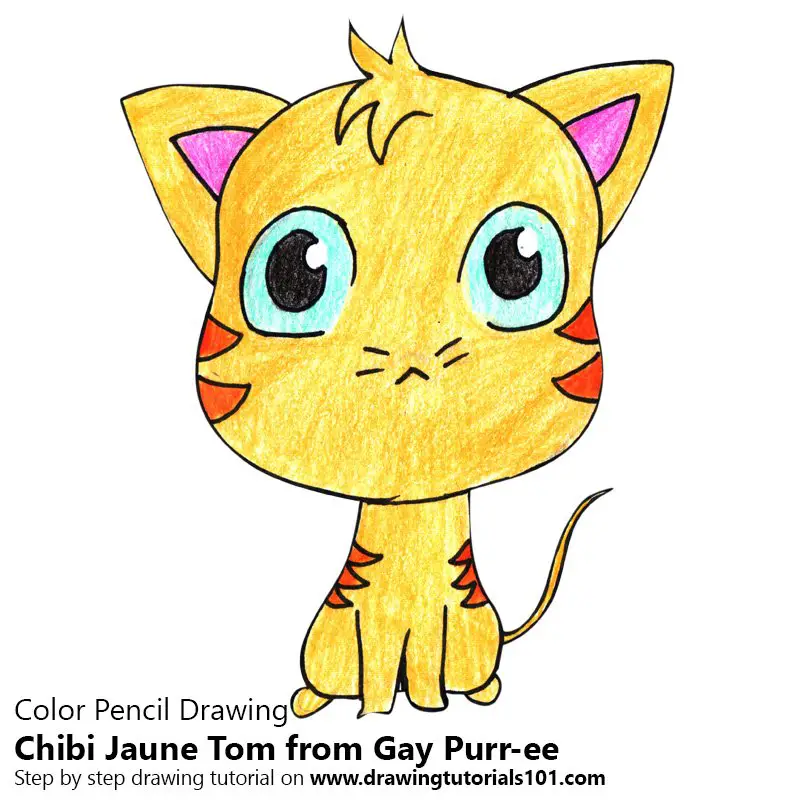 Chibi Jaune Tom From Gay Purr-ee Color Pencil Drawing