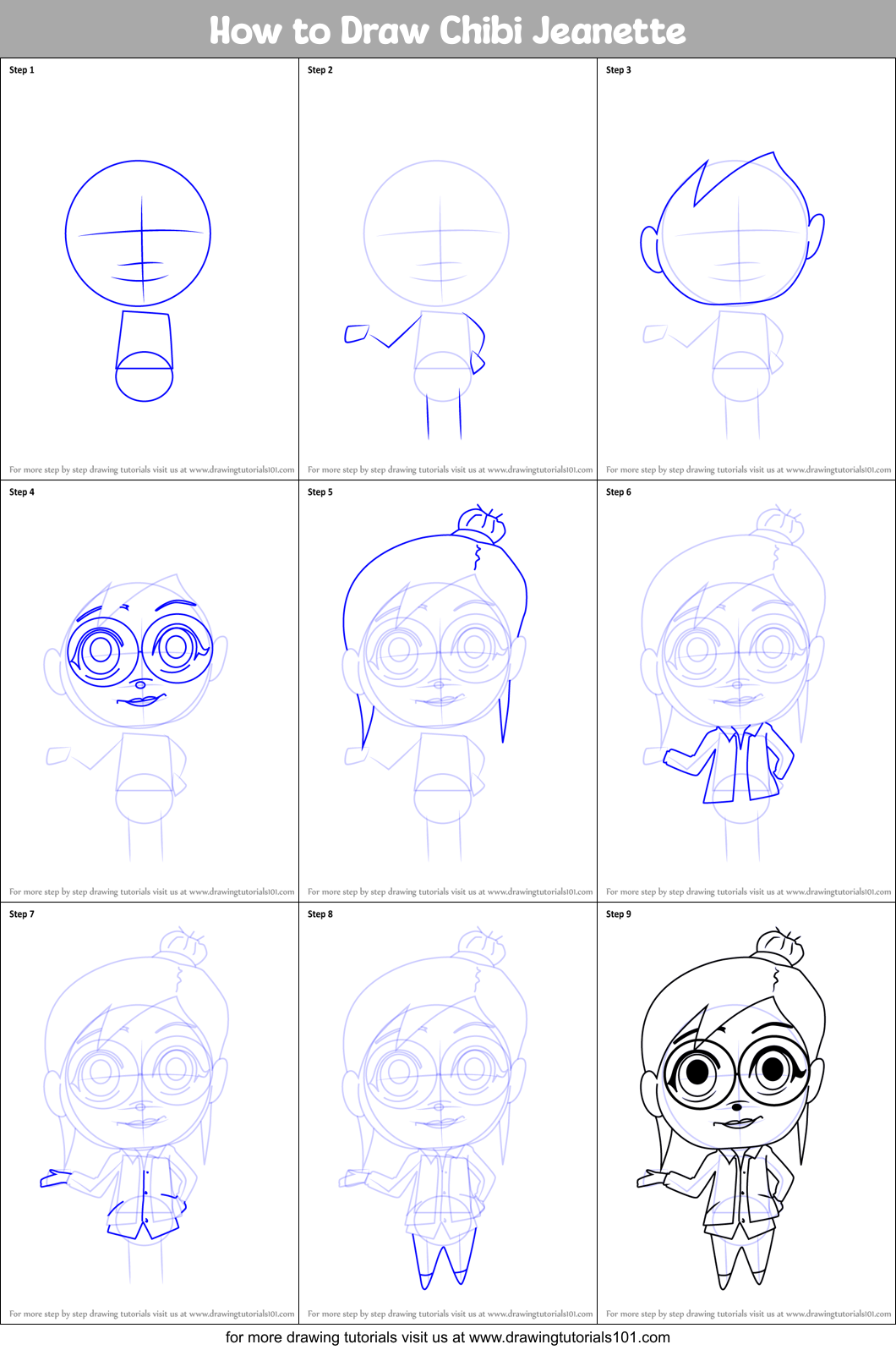 How to Draw Chibi Jeanette Printable Step by Step