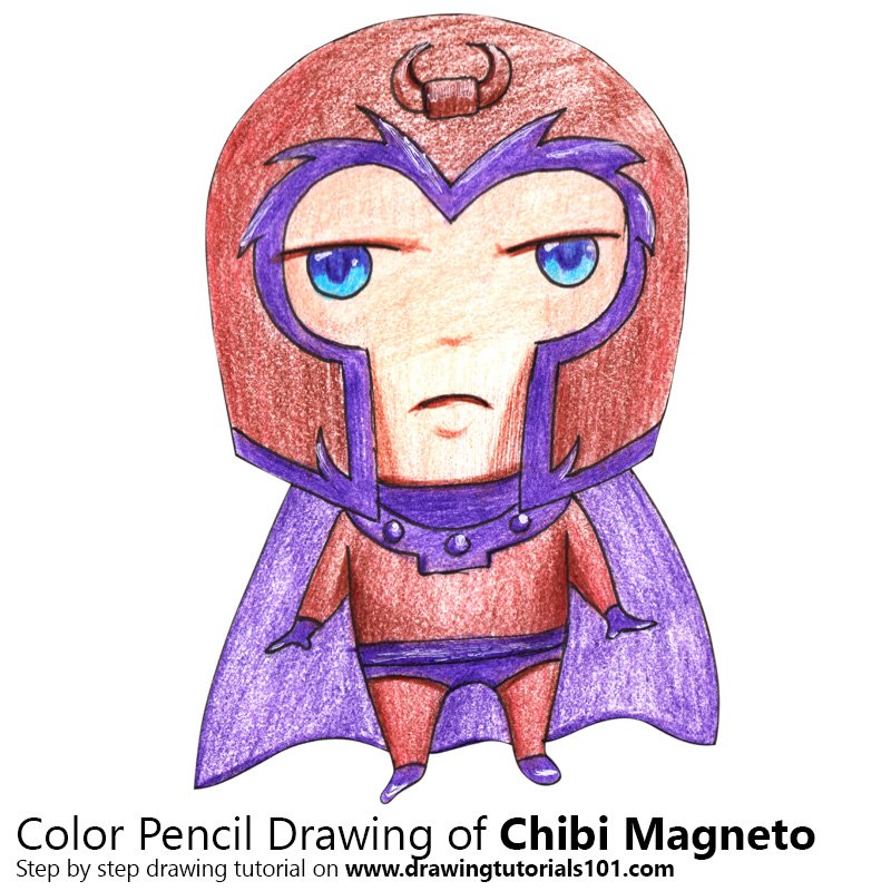 How to Draw Chibi Magneto by Color Pencils