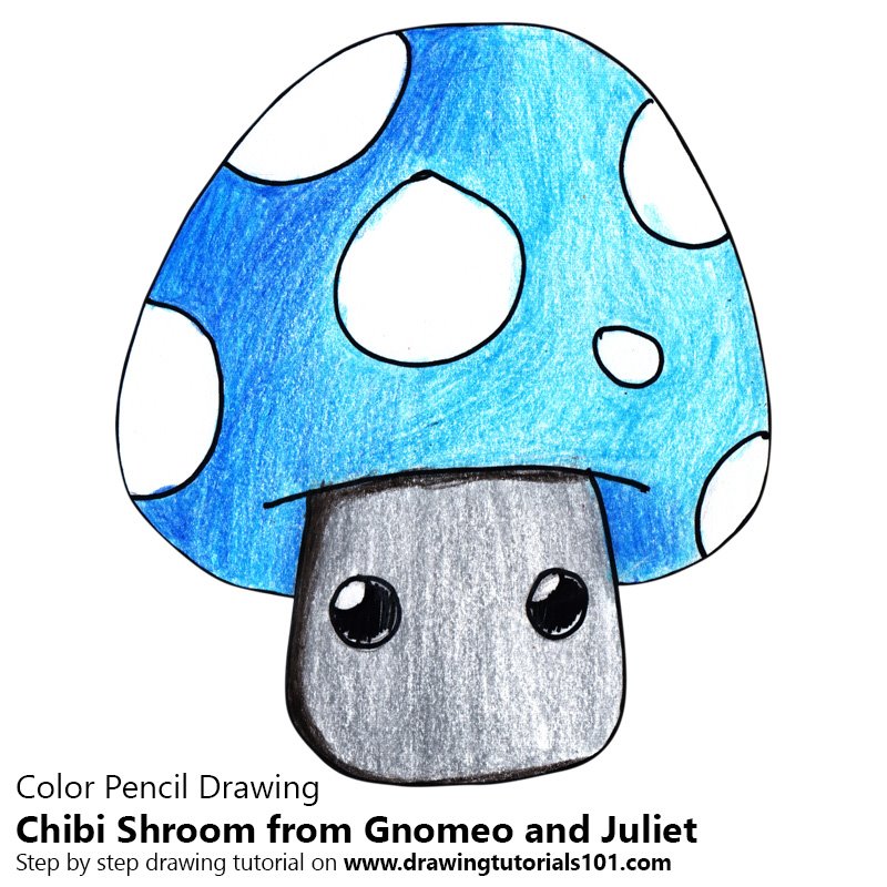 How to Draw Chibi Shroom from Gnomeo and Juliet by Color Pencils