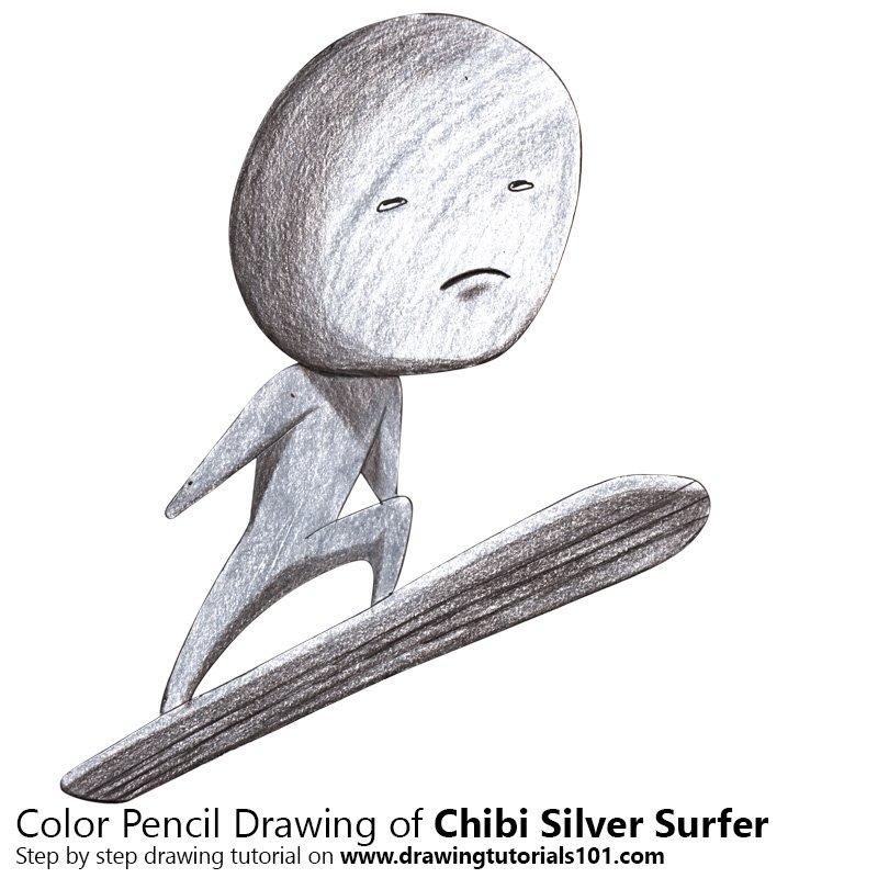 How to Draw Chibi Silver Surfer by Color Pencils