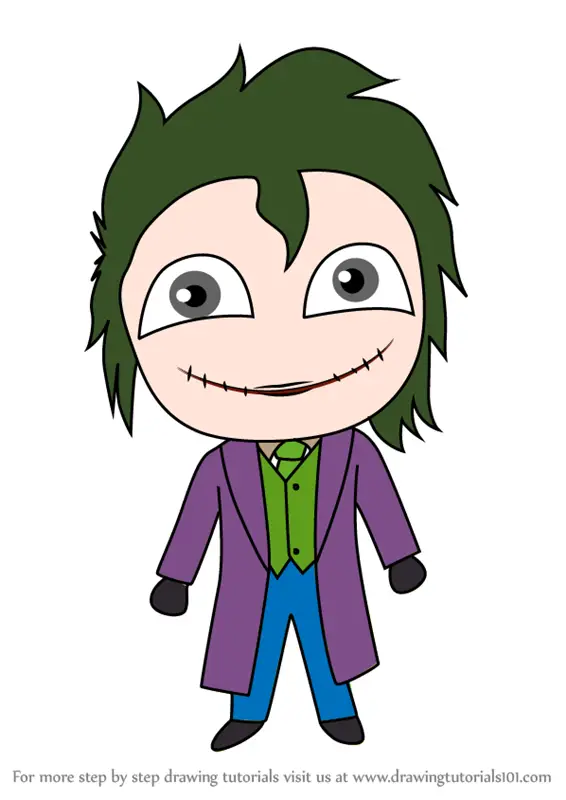 Learn How to Draw Chibi The Joker (Chibi Characters) Step by Step : Drawing  Tutorials