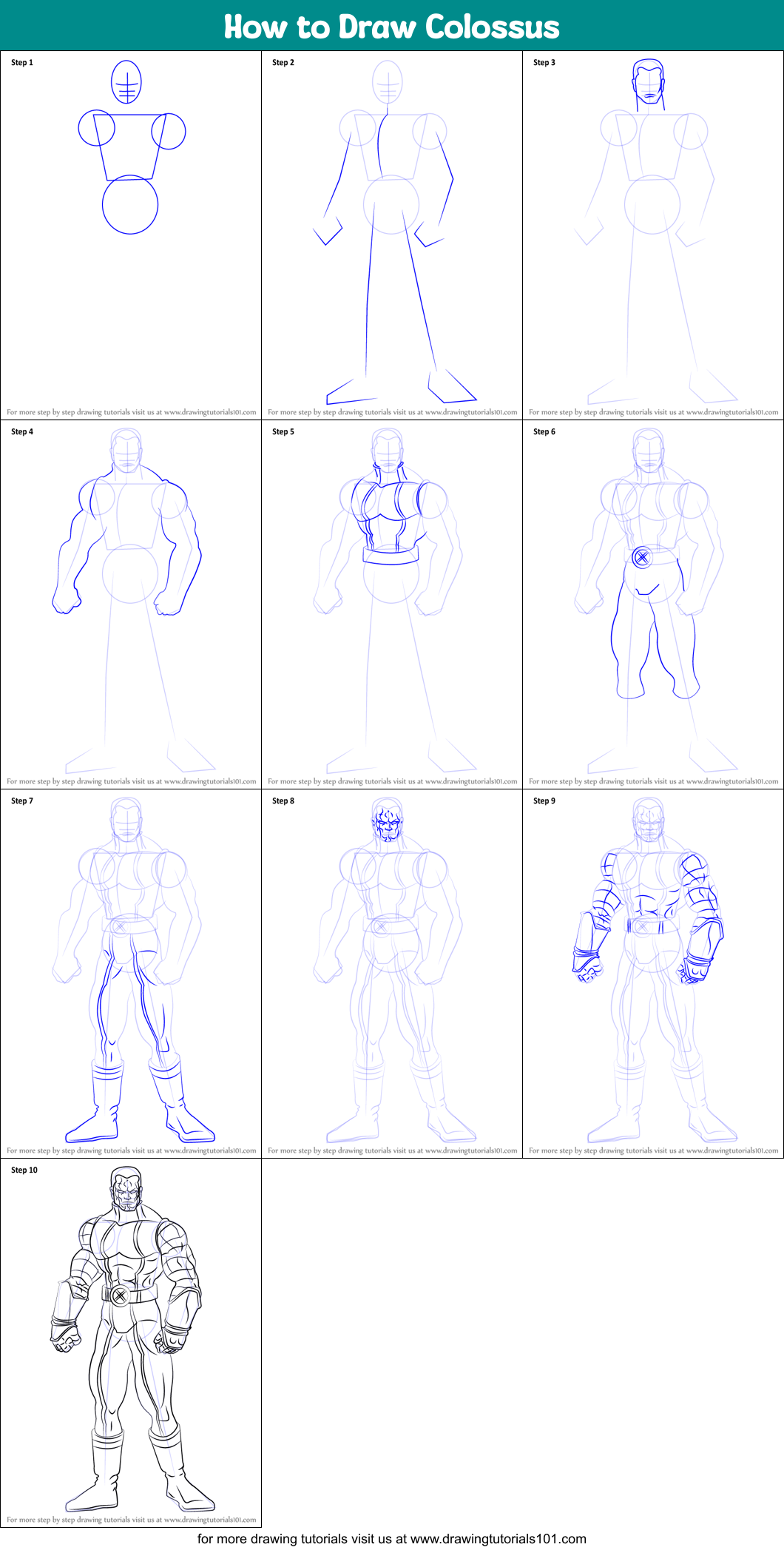 How to Draw Colossus Printable Step by Step