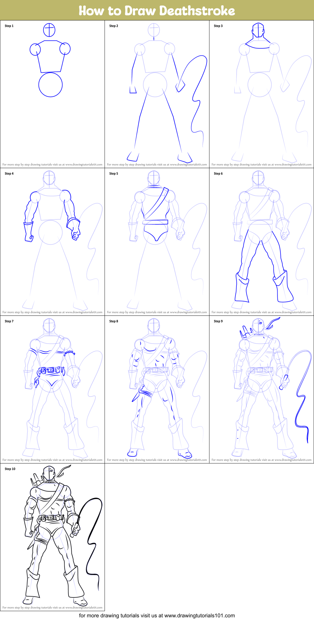 How to Draw Deathstroke Printable Step by Step