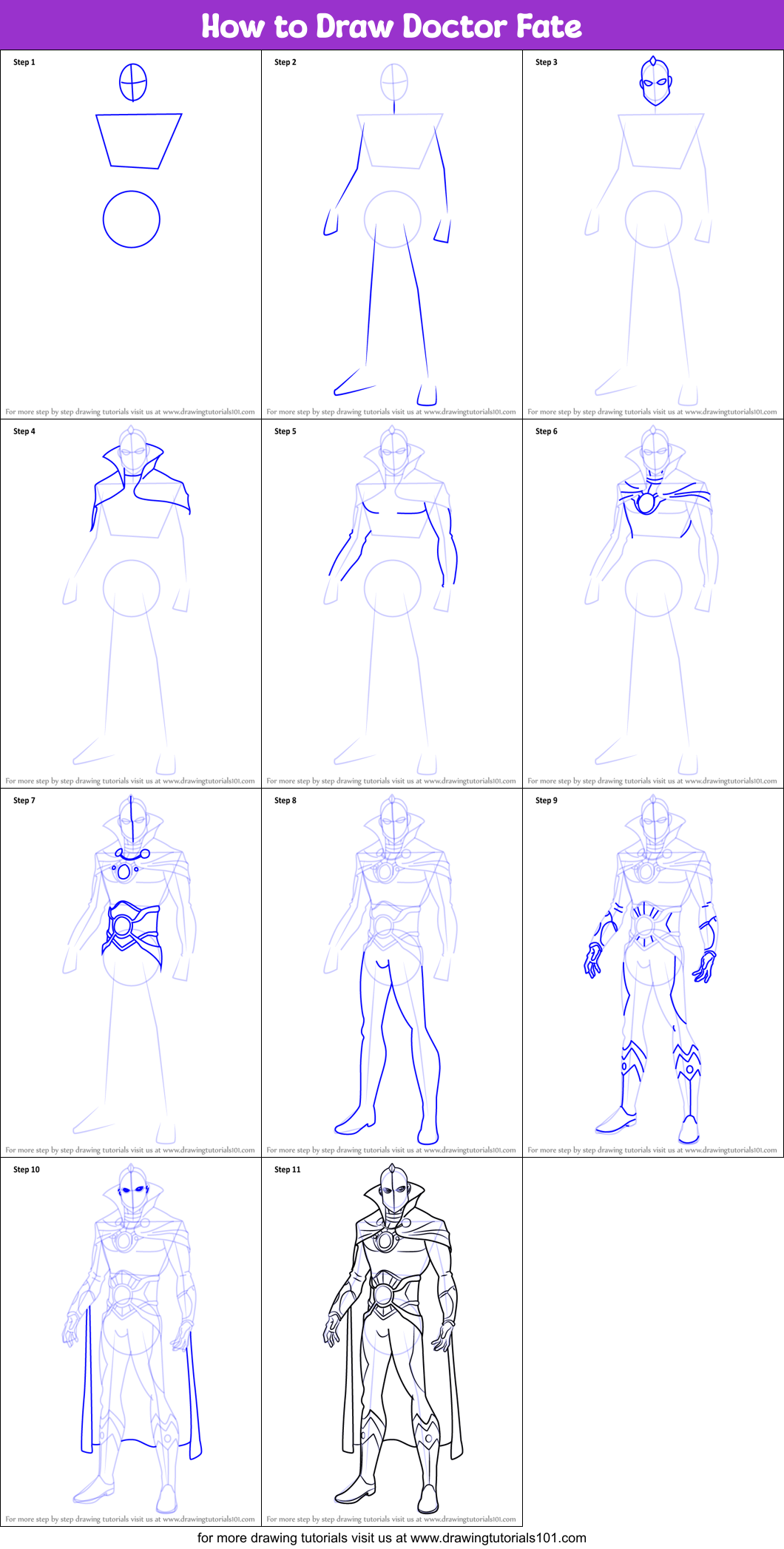 How to Draw Doctor Fate Printable Step by Step