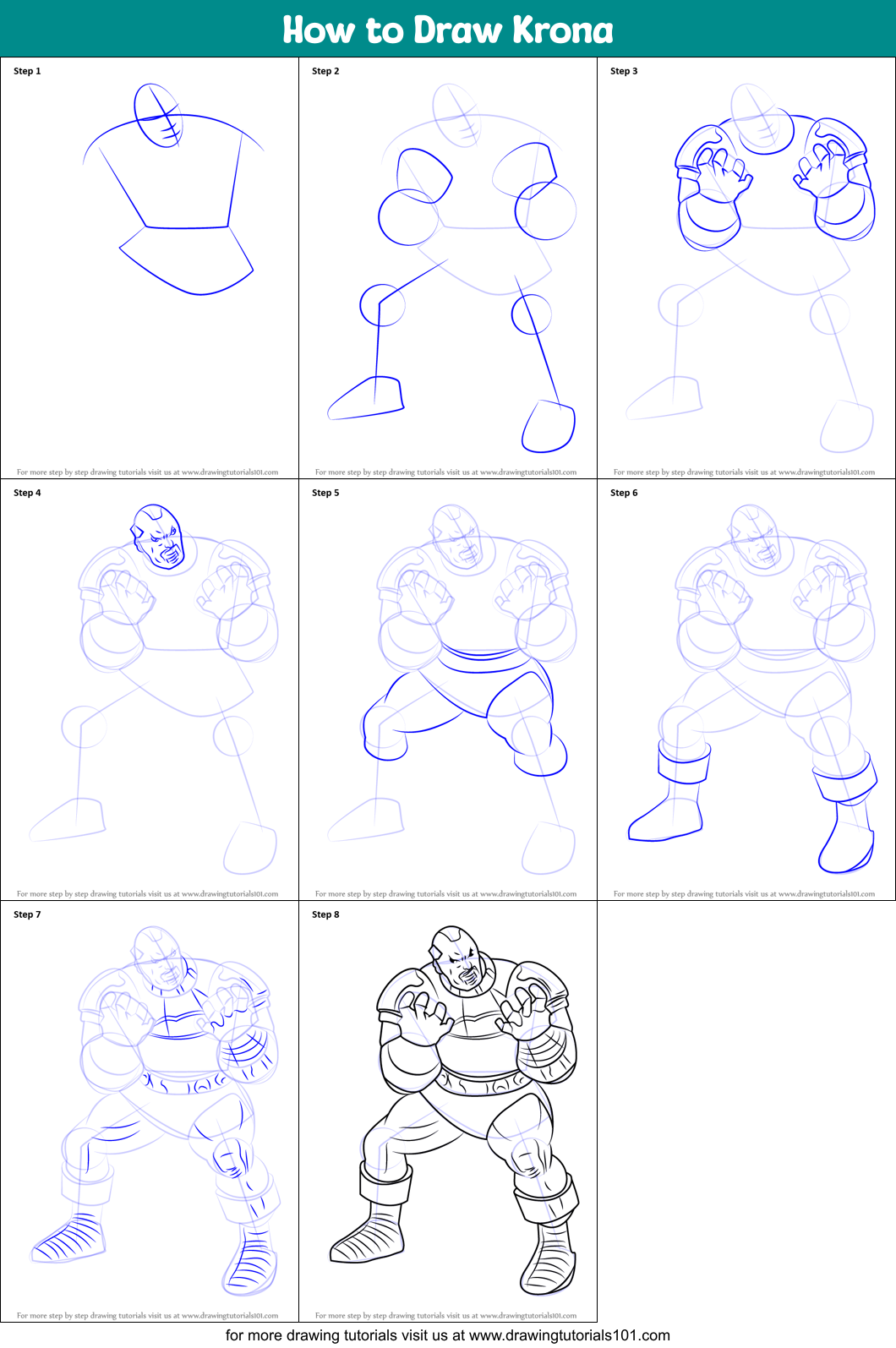 How to Draw Krona Printable Step by Step