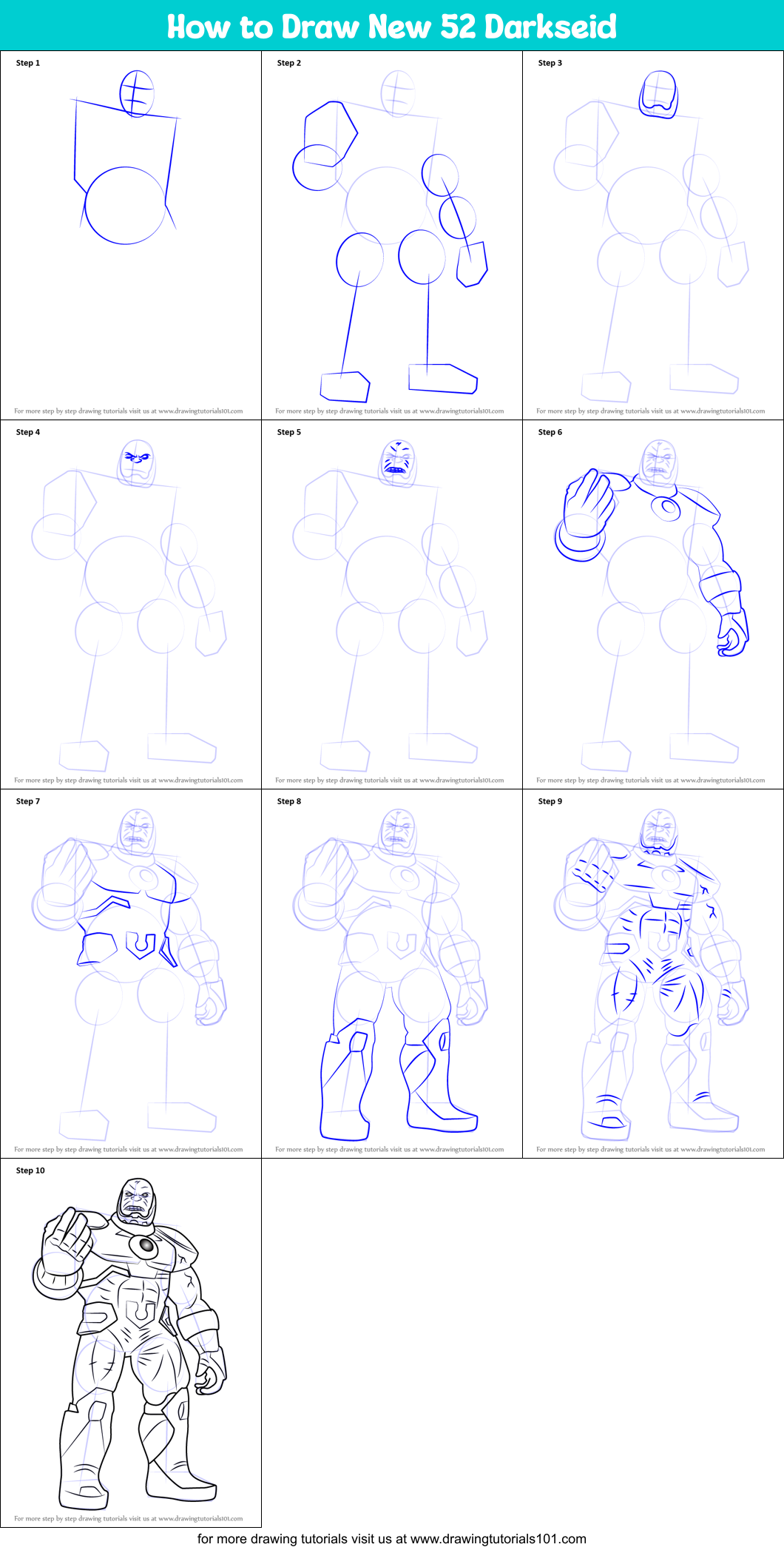 How to Draw New 52 Darkseid Printable Step by Step