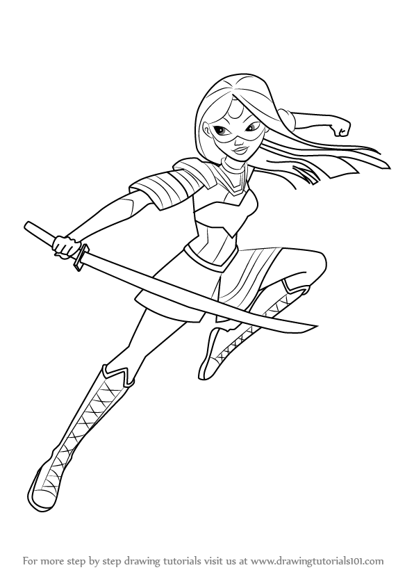 Step by Step How to Draw Katana from DC Super Hero Girls