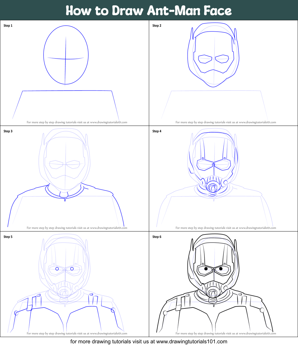 How to Draw Ant-Man Face Printable Step by Step