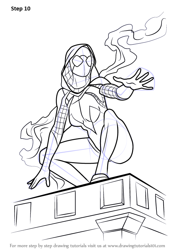 stacy coloring pages gwen spiderman Spider by How Step Draw Learn Comics) to (Marvel Step Gwen