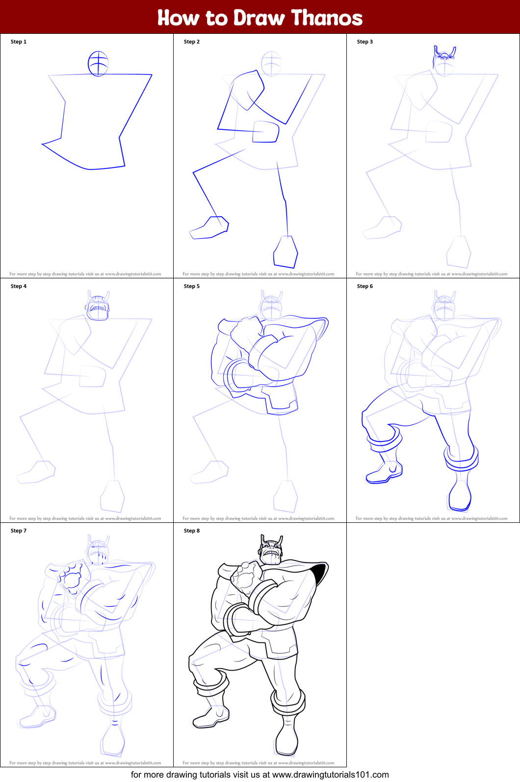 How to Draw Thanos Printable Step by Step