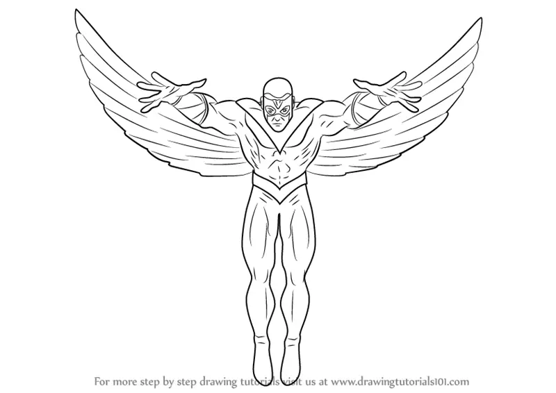 falcon draw coloring marvel drawing comics step tutorials characters comic tutorial printable drawingtutorials101