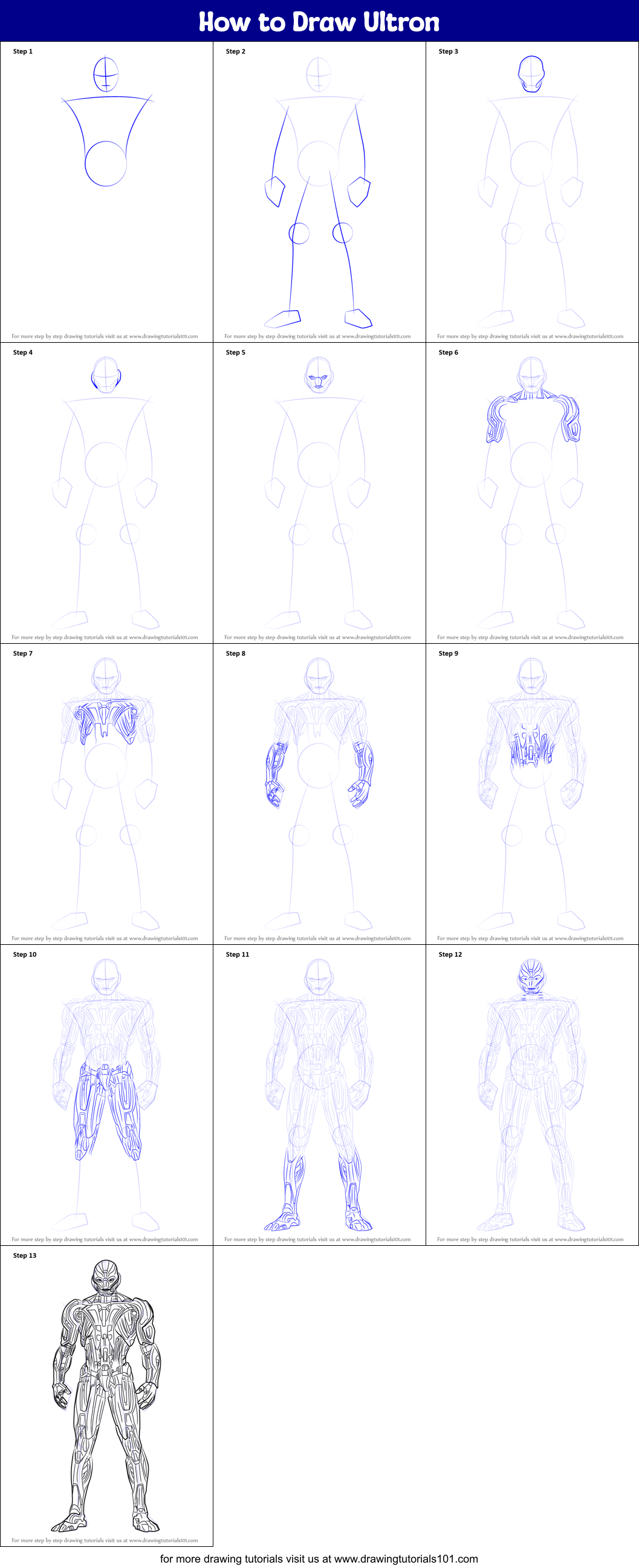 How to Draw Ultron Printable Step by Step