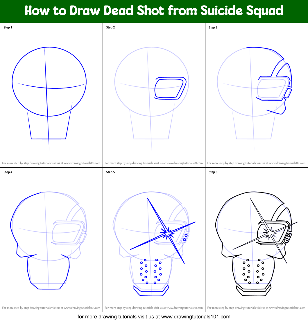 How to Draw Dead Shot from Suicide Squad Printable Step by Step