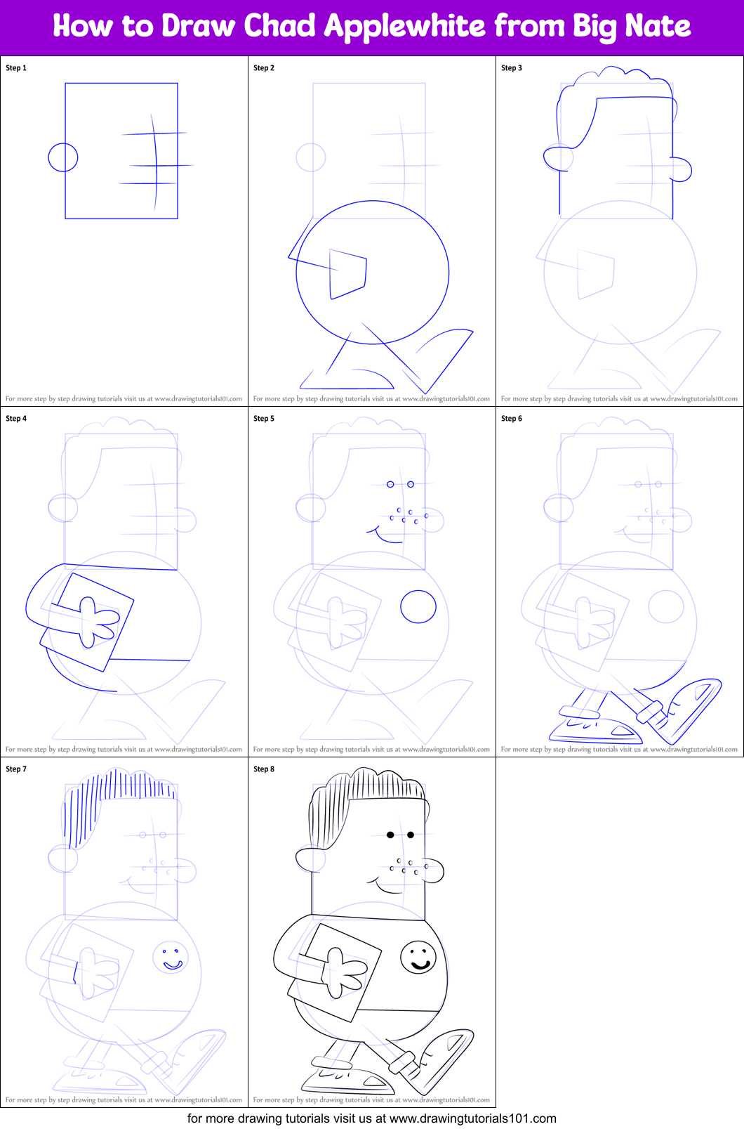 How to Draw Chad Applewhite from Big Nate Printable Step by Step