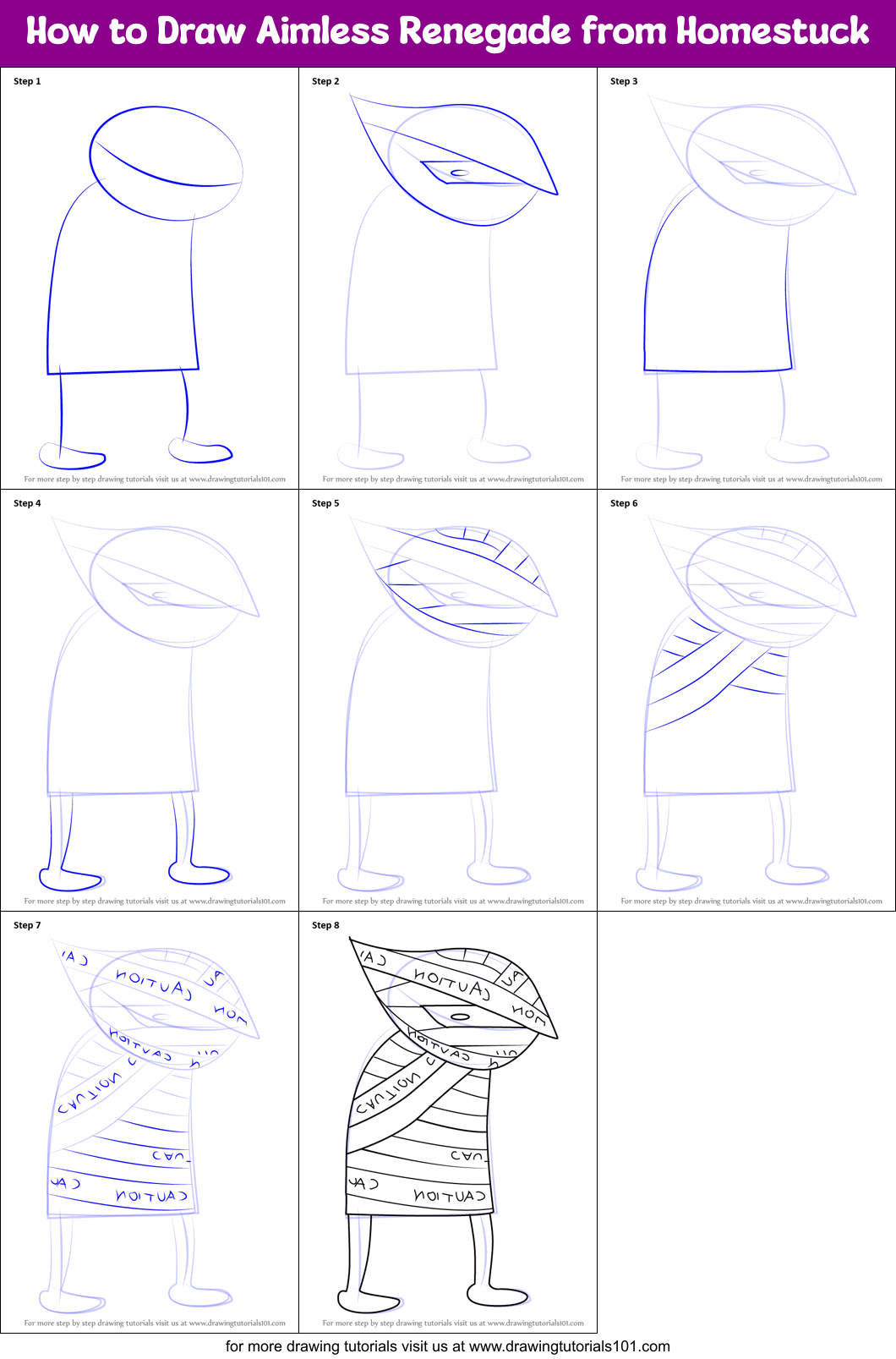 How to Draw Aimless Renegade from Homestuck Printable Step by Step