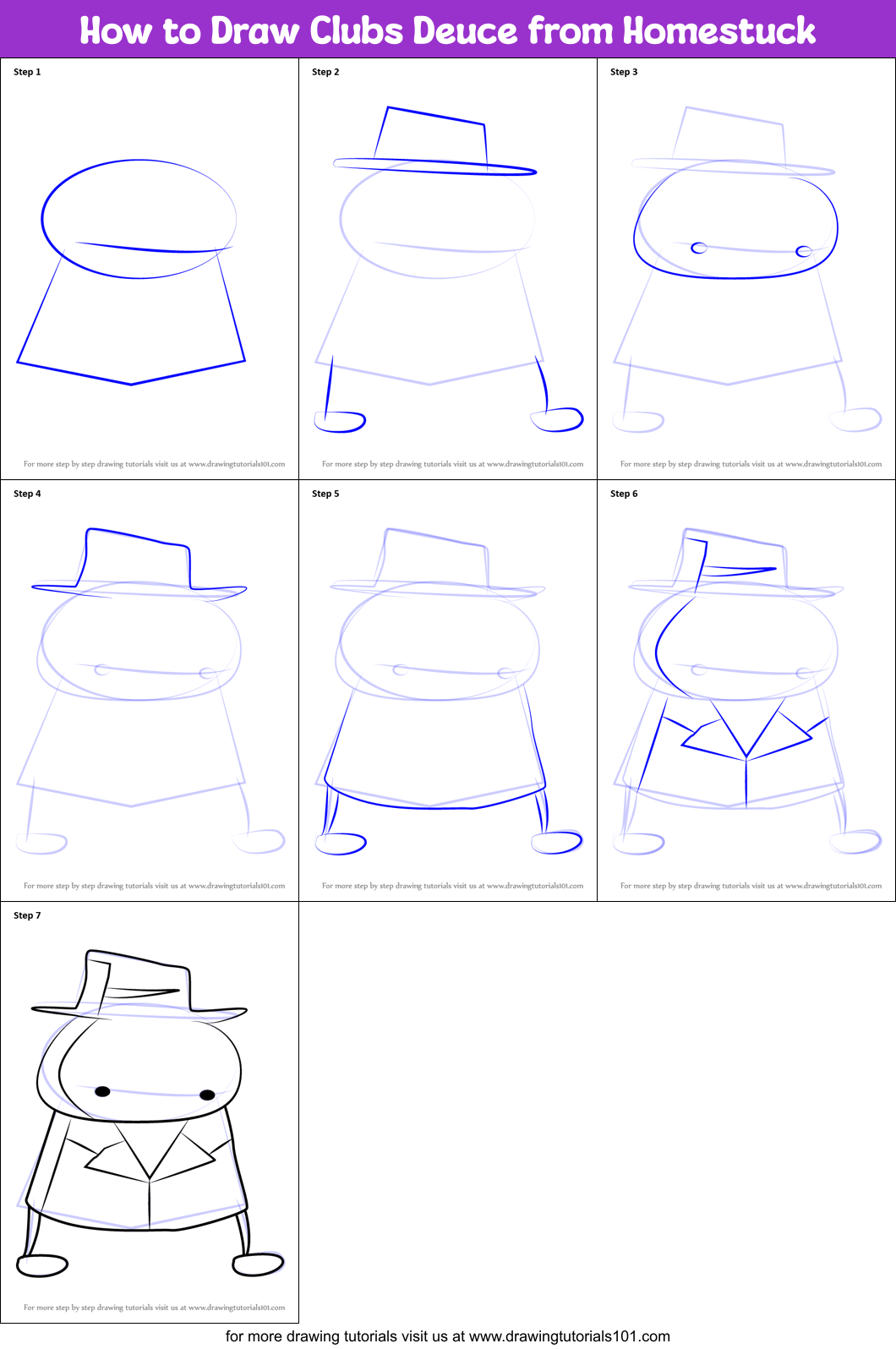 How to Draw Clubs Deuce from Homestuck Printable Step by Step