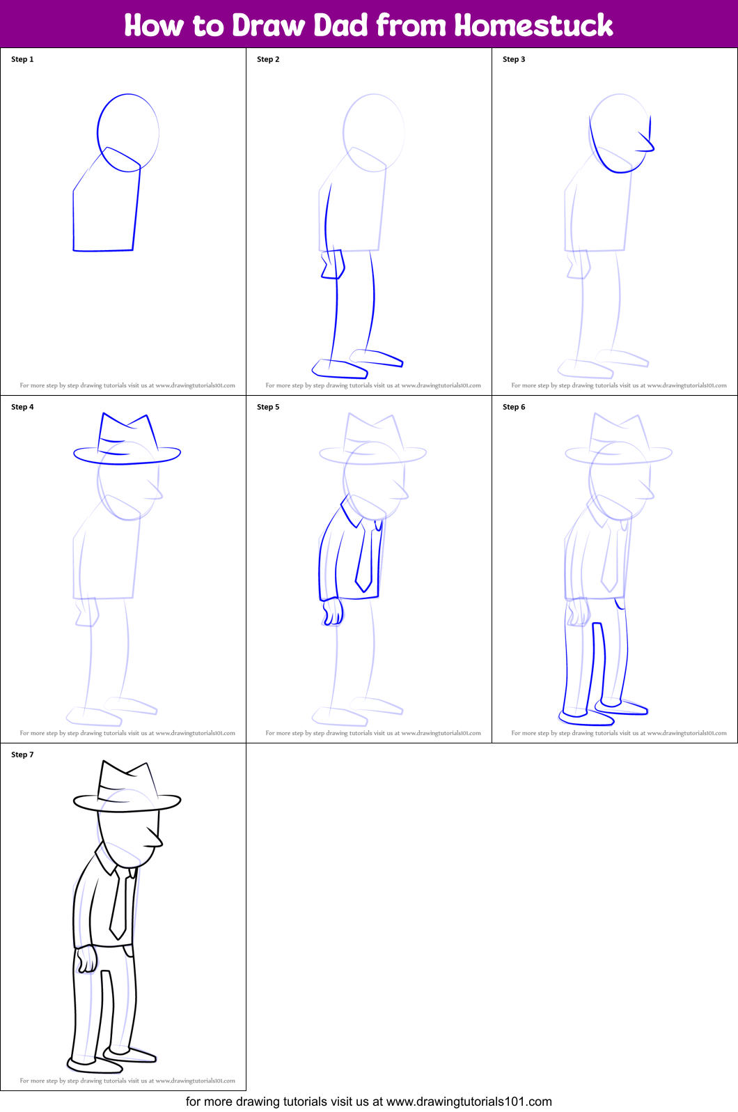 How to Draw Dad from Homestuck Printable Step by Step